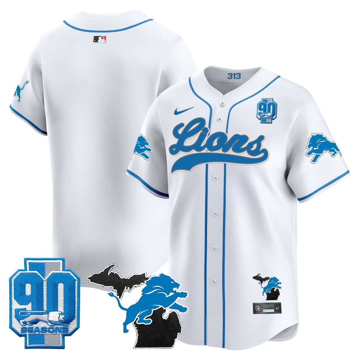 DET 2024 Michigan & 90th Season Patch Baseball Jersey - All Stitched