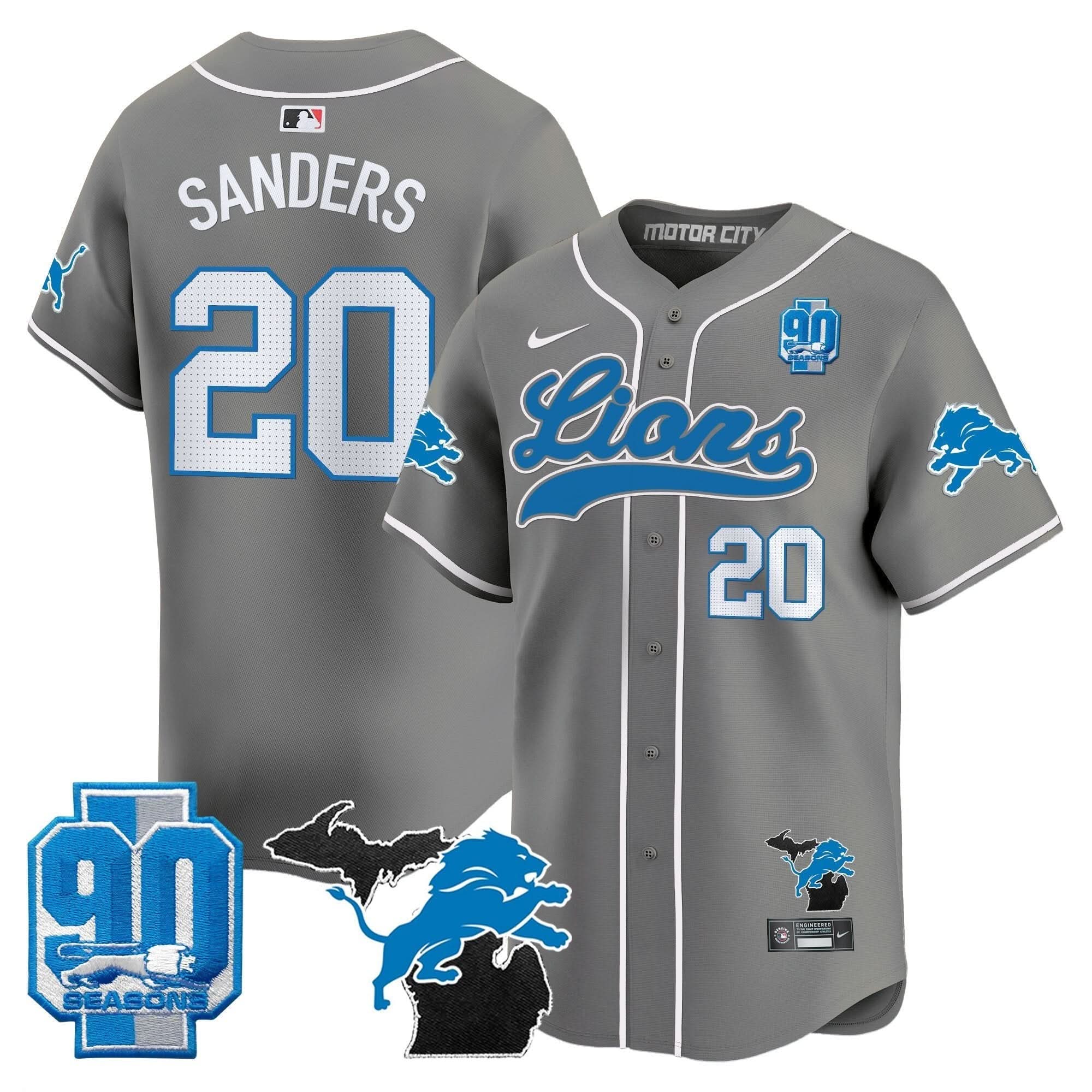 DET 2024 Michigan & 90th Season Patch Baseball Jersey - All Stitched