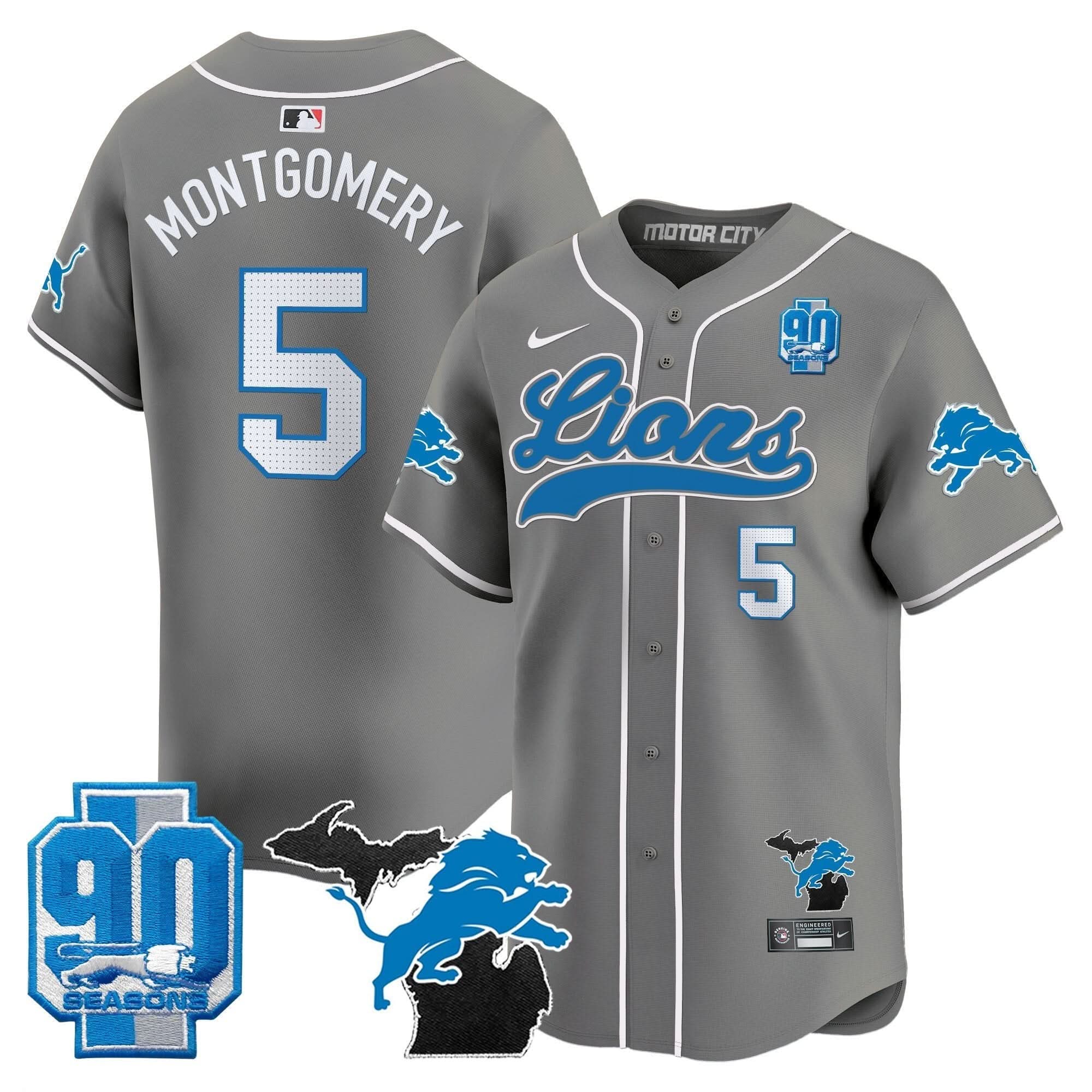 DET 2024 Michigan & 90th Season Patch Baseball Jersey - All Stitched