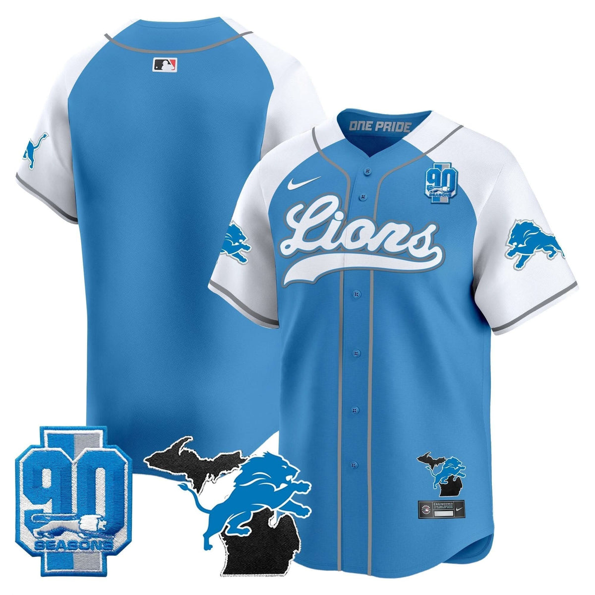 DET 2024 Michigan & 90th Season Patch Baseball Jersey - All Stitched