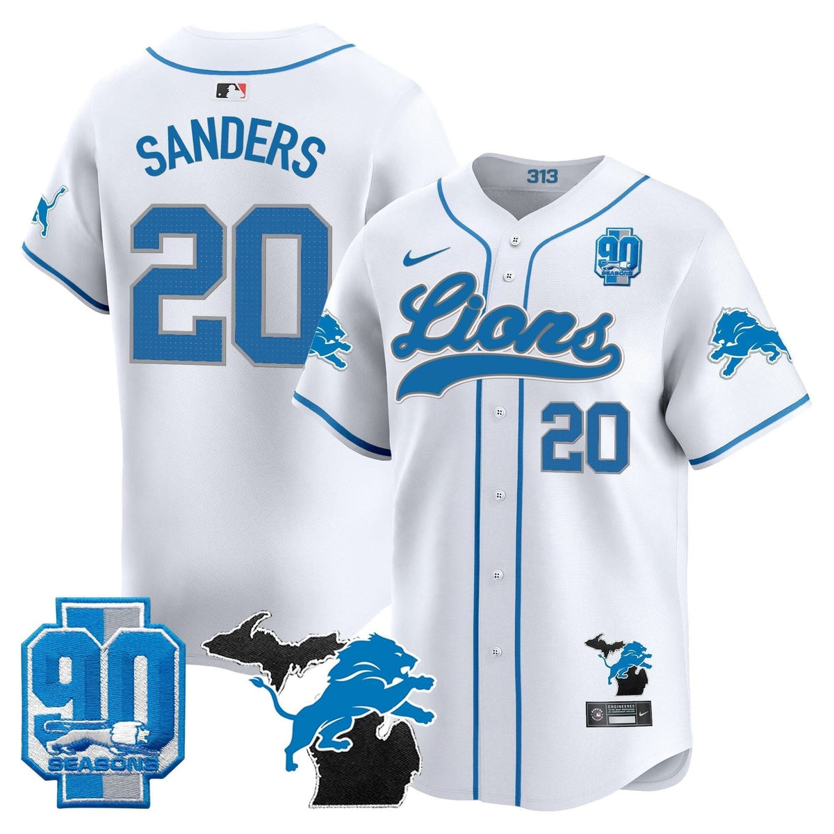 DET 2024 Michigan & 90th Season Patch Baseball Jersey - All Stitched