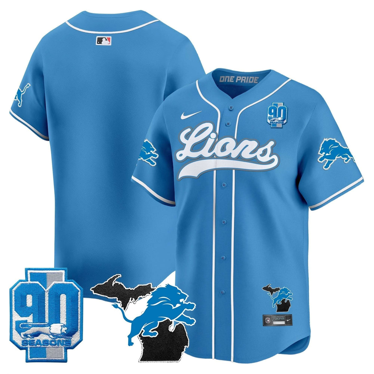 DET 2024 Michigan & 90th Season Patch Baseball Jersey - All Stitched