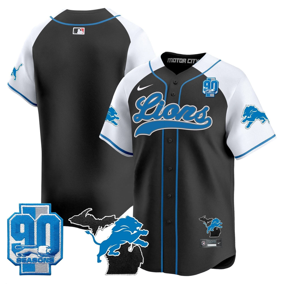DET 2024 Michigan & 90th Season Patch Baseball Jersey - All Stitched