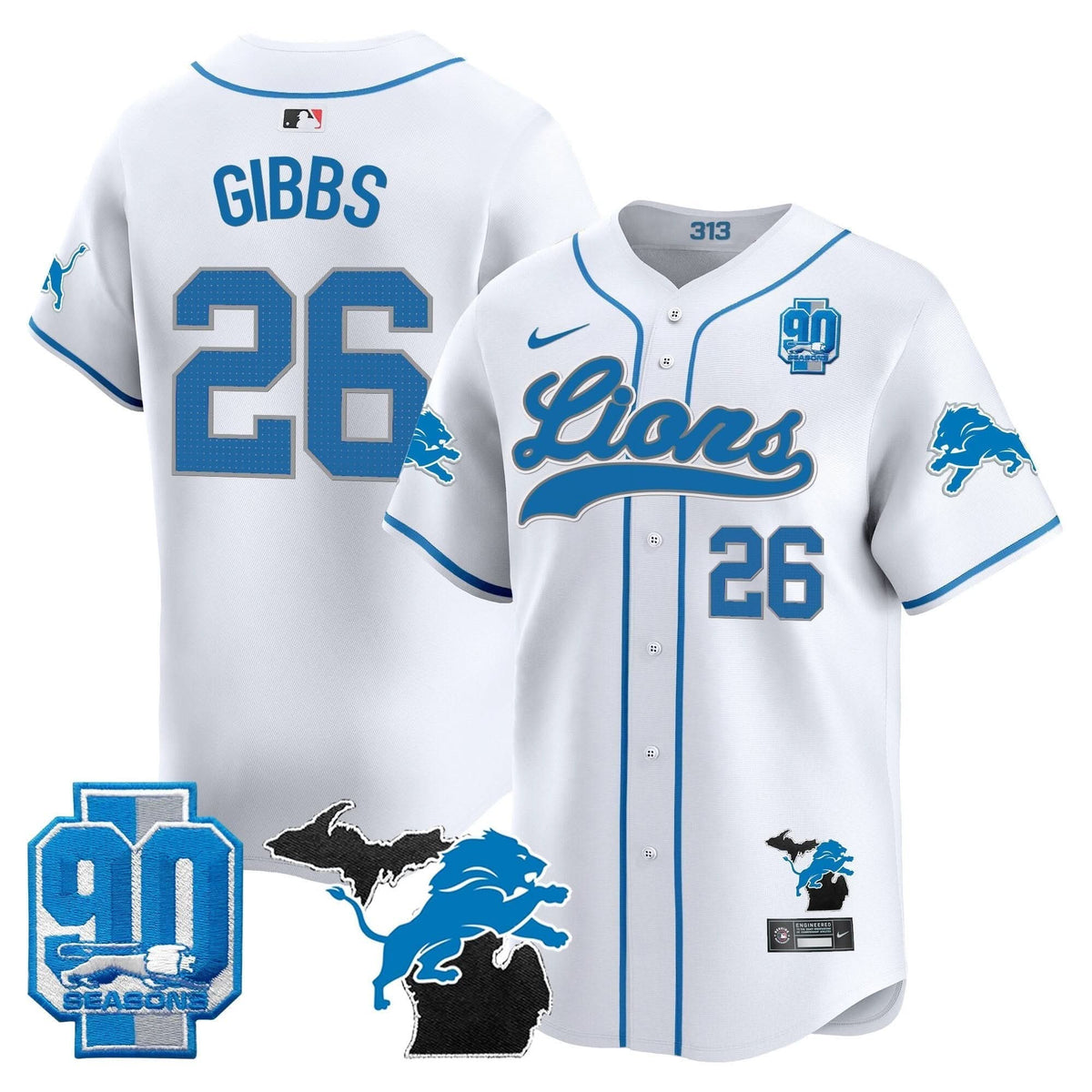 DET 2024 Michigan & 90th Season Patch Baseball Jersey - All Stitched