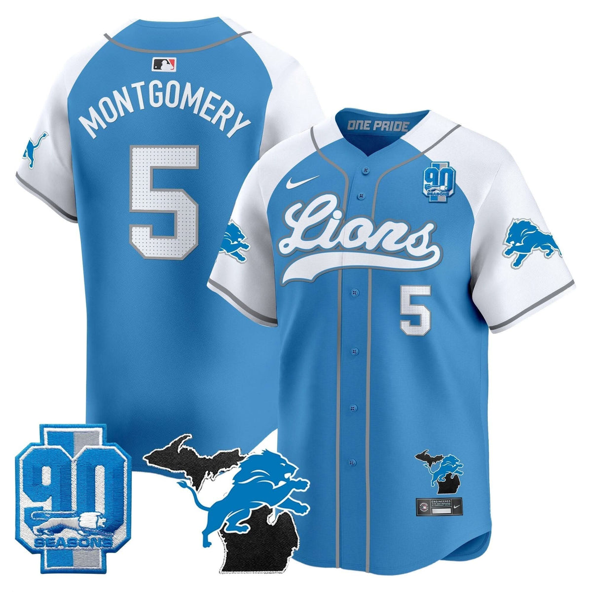 DET 2024 Michigan & 90th Season Patch Baseball Jersey - All Stitched