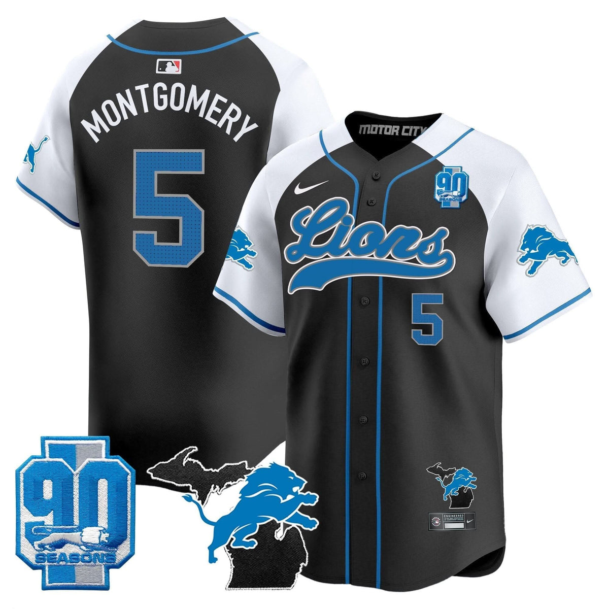 DET 2024 Michigan & 90th Season Patch Baseball Jersey - All Stitched