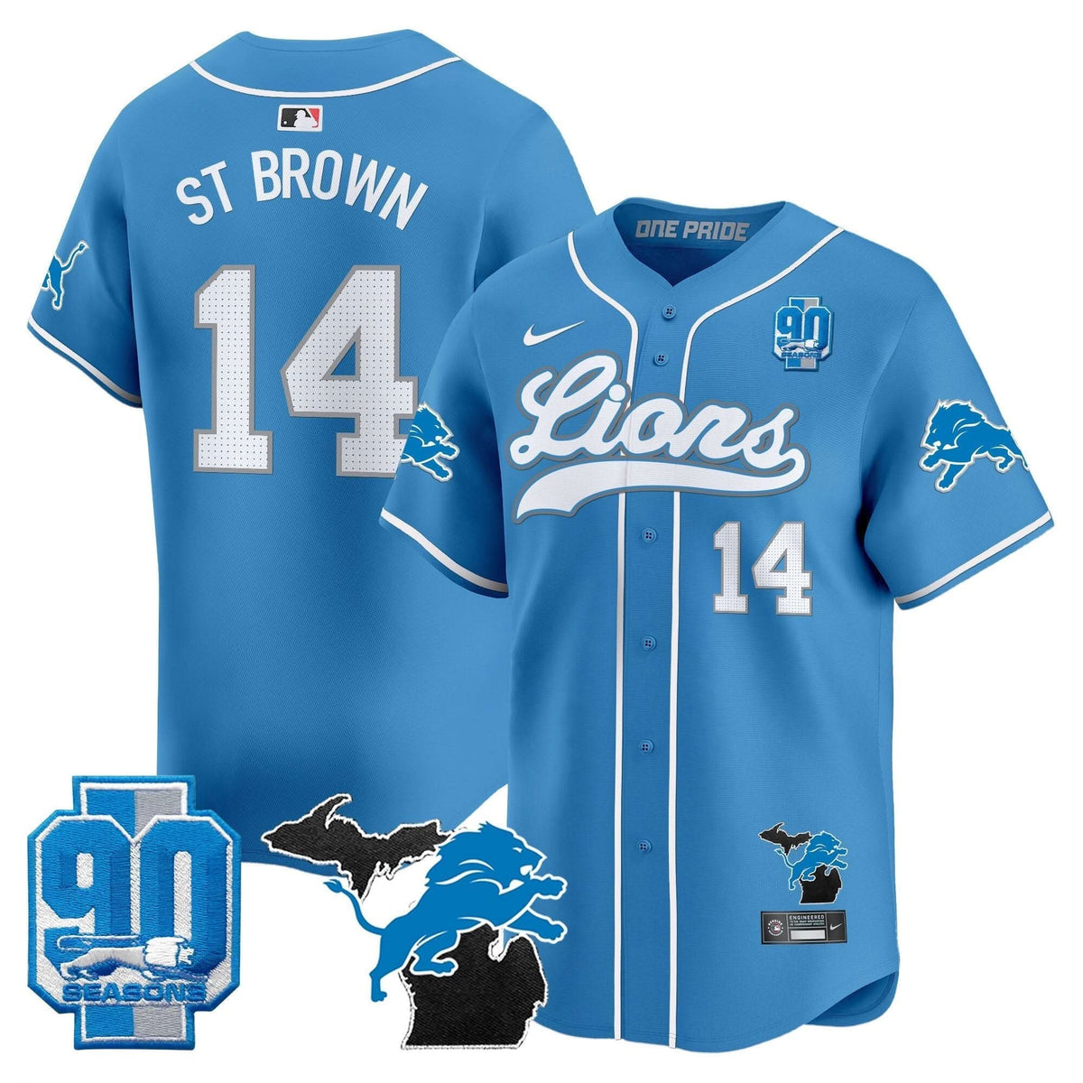 DET 2024 Michigan & 90th Season Patch Baseball Jersey - All Stitched