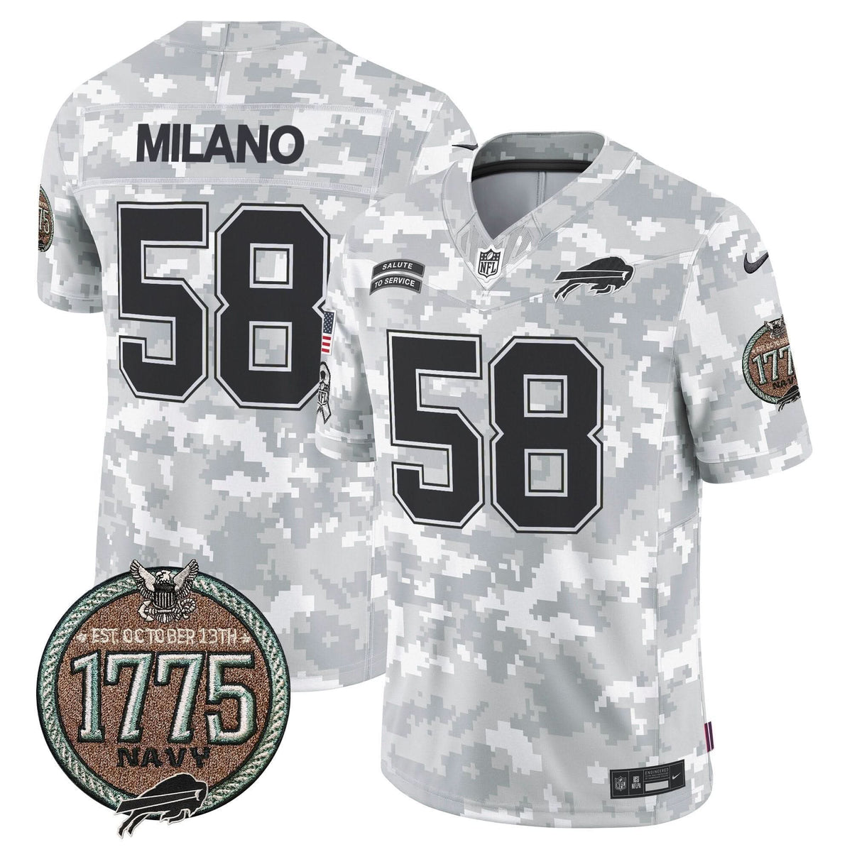 BUF 2024 Salute to Service Establishment Year Patch Vapor Limited Jersey