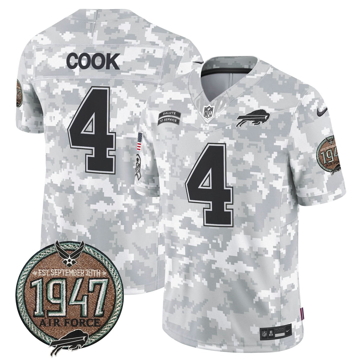 BUF 2024 Salute to Service Establishment Year Patch Vapor Limited Jersey