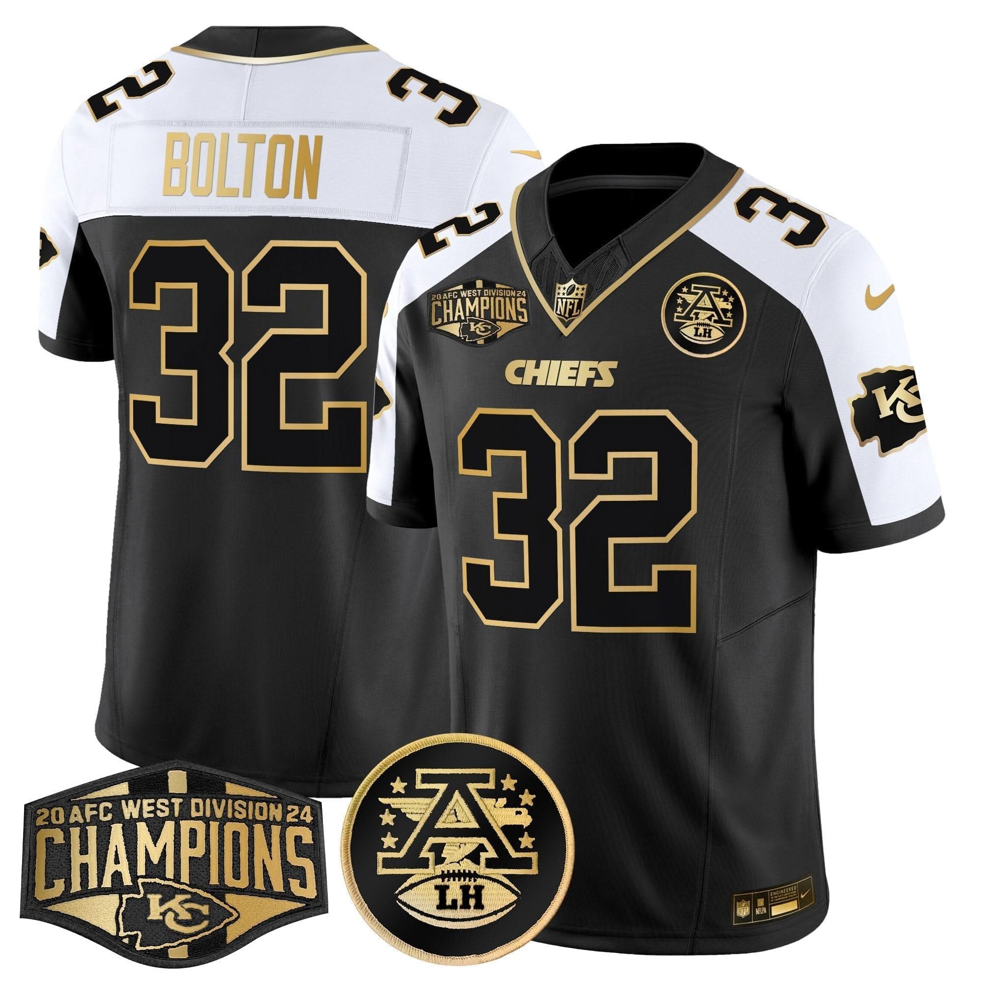 KC 2024 AFC West Division Champions Patch Gold Vapor Limited Jersey