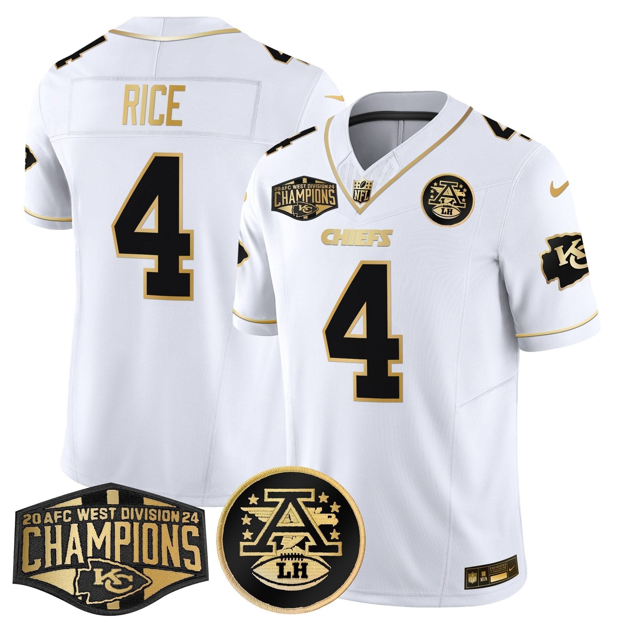 KC 2024 AFC West Division Champions Patch Gold Vapor Limited Jersey