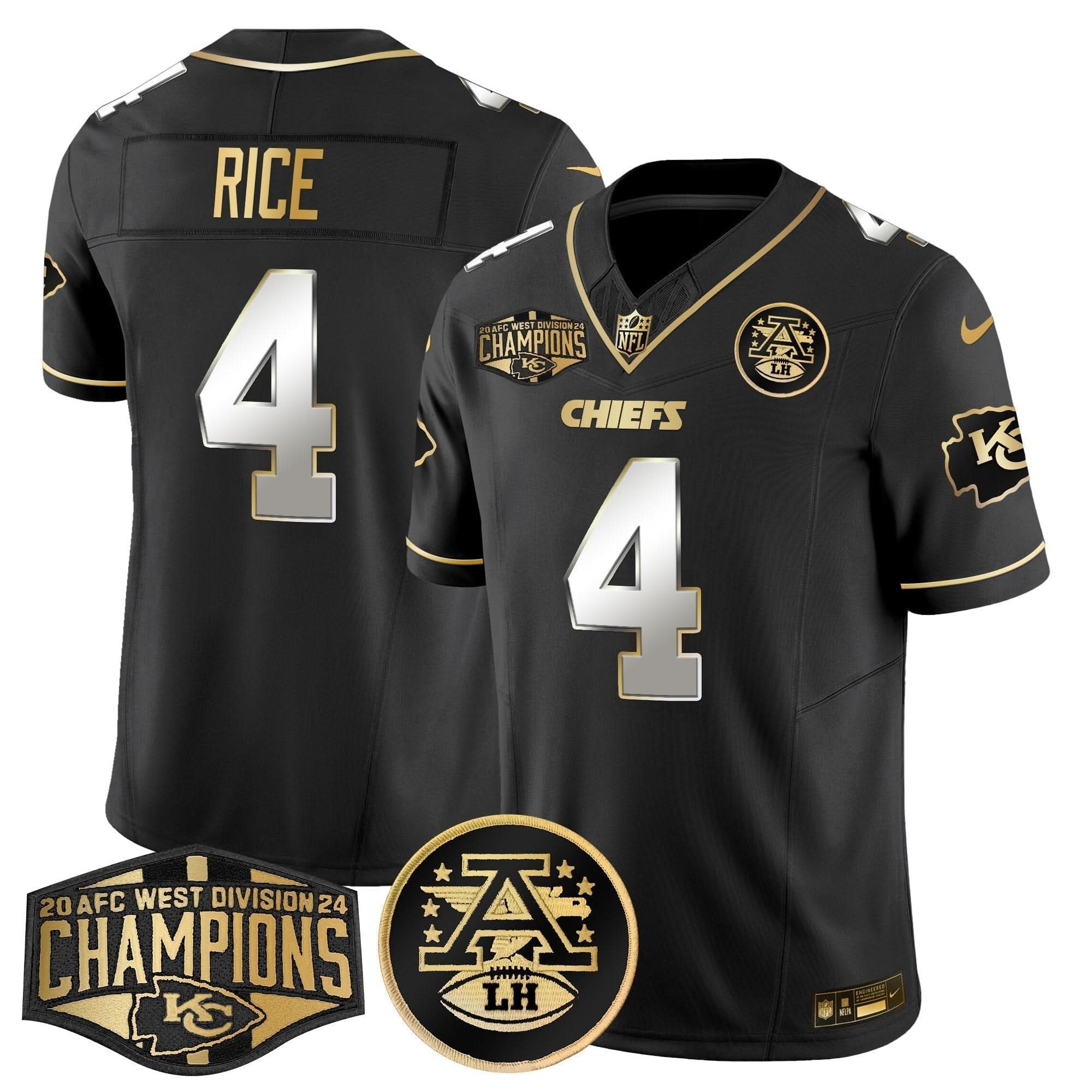KC 2024 AFC West Division Champions Patch Gold Vapor Limited Jersey
