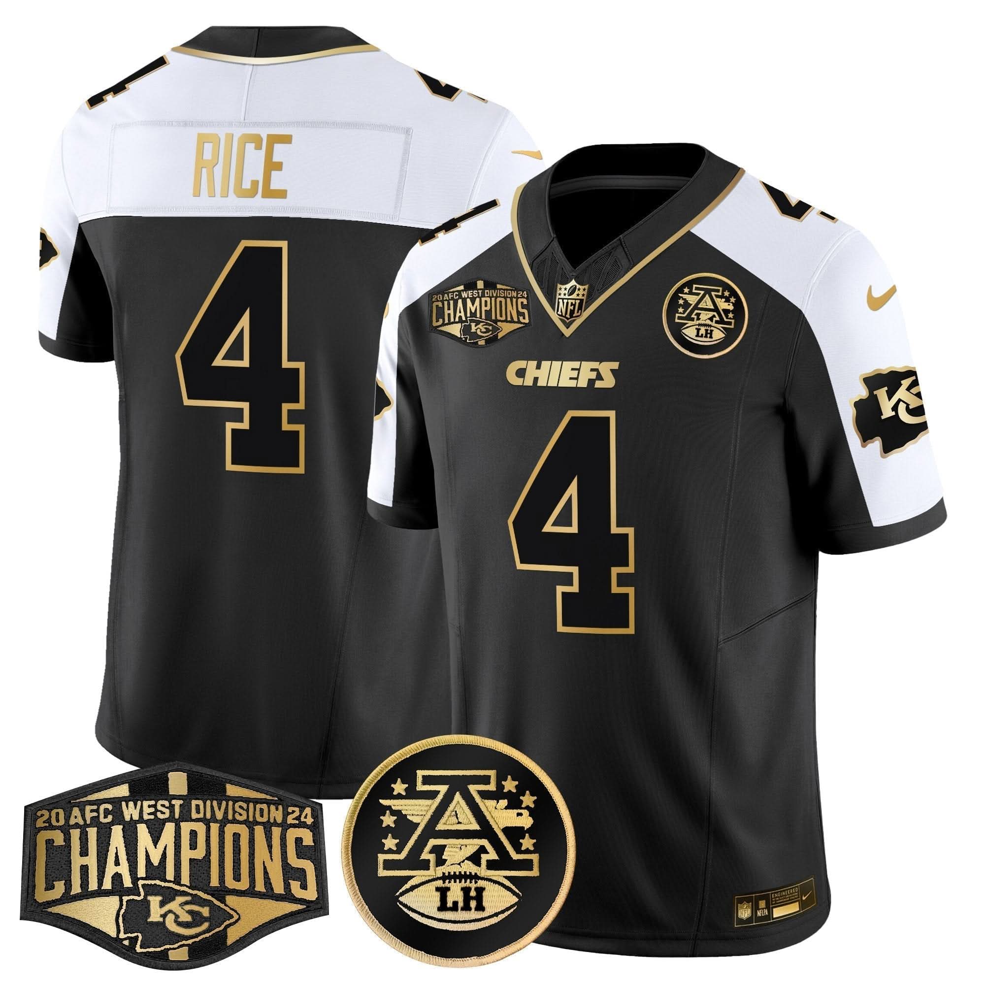 KC 2024 AFC West Division Champions Patch Gold Vapor Limited Jersey