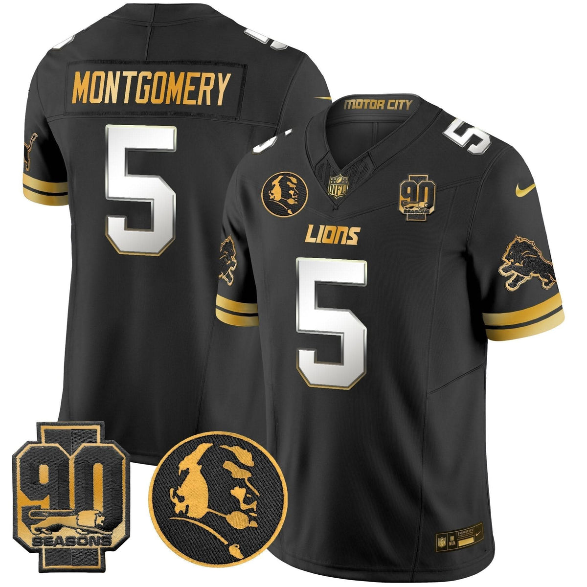 DET 2024 90th & John Madden Patch Gold Vapor Limited Jersey V2