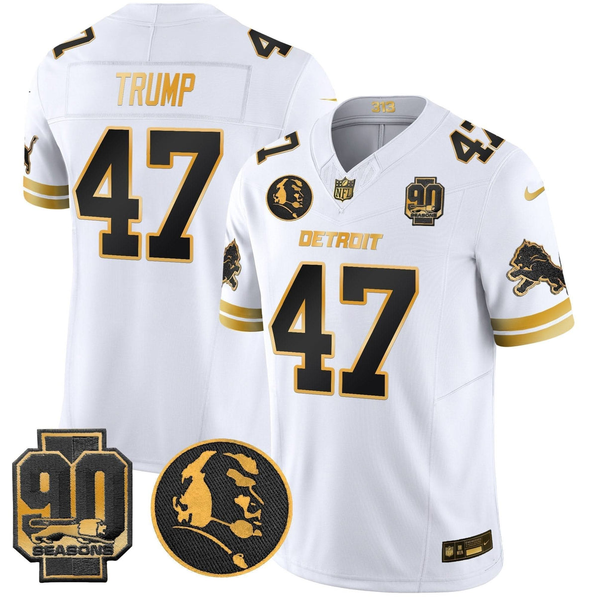 DET 2024 90th & John Madden Patch Gold Vapor Limited Jersey V2