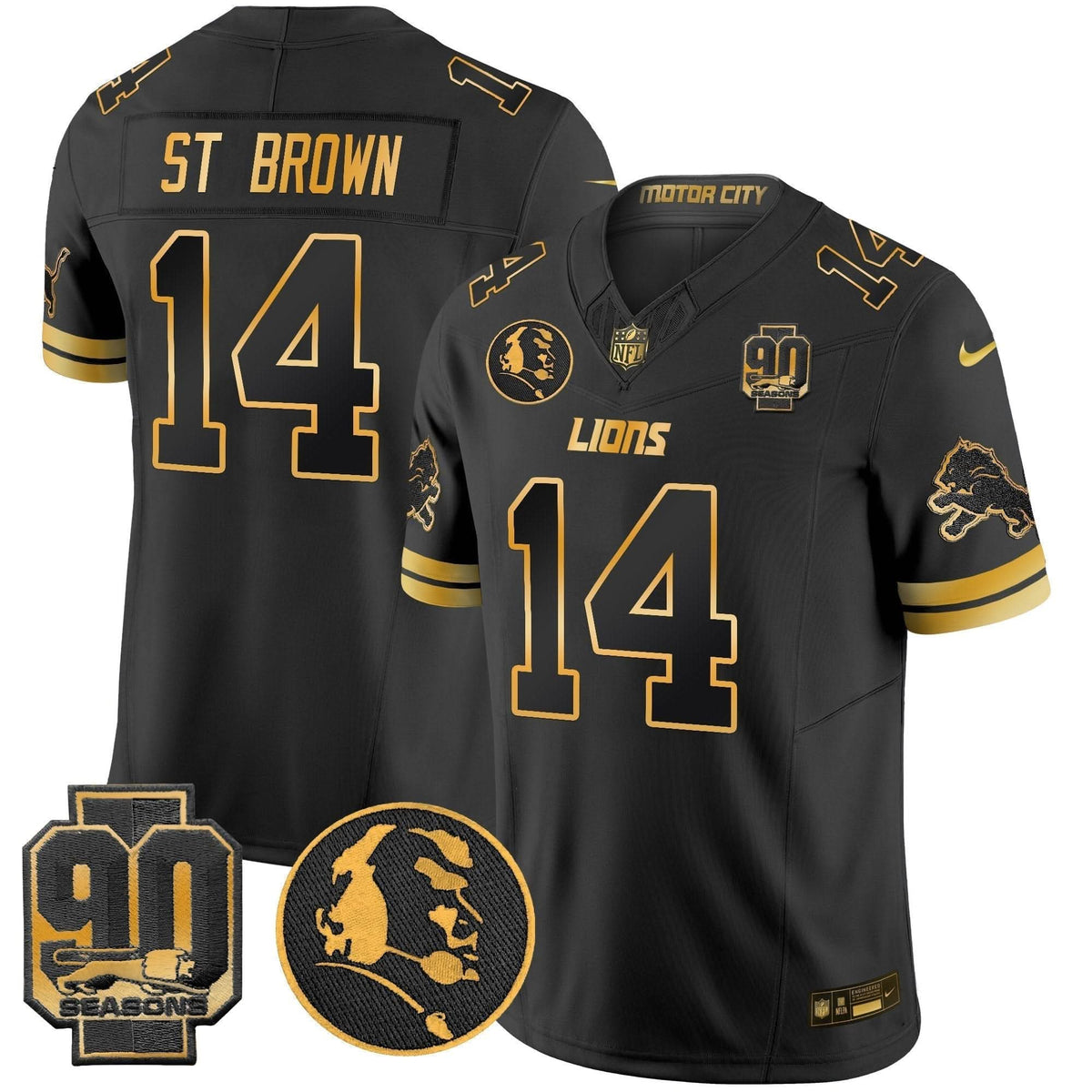 DET 2024 90th & John Madden Patch Gold Vapor Limited Jersey V2