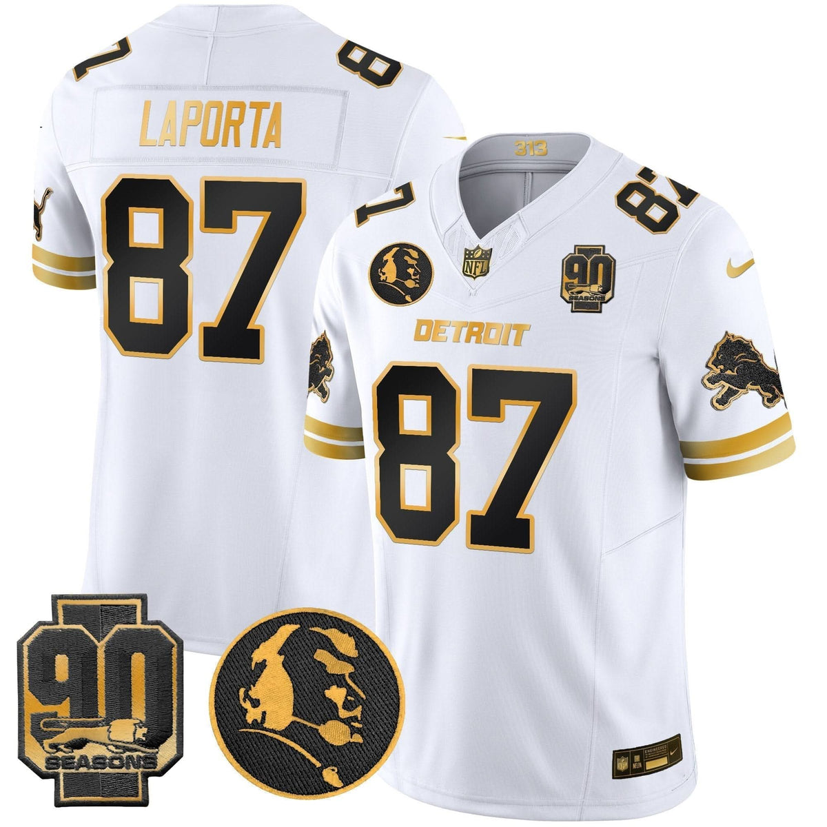 DET 2024 90th & John Madden Patch Gold Vapor Limited Jersey V2