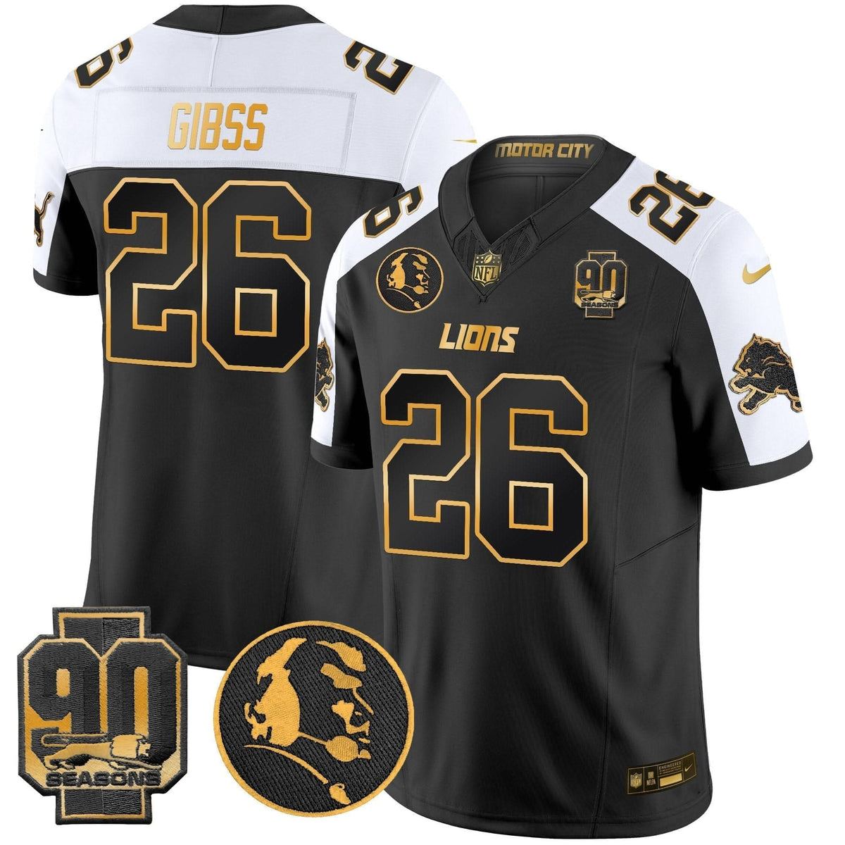 DET 2024 90th & John Madden Patch Gold Vapor Limited Jersey V2