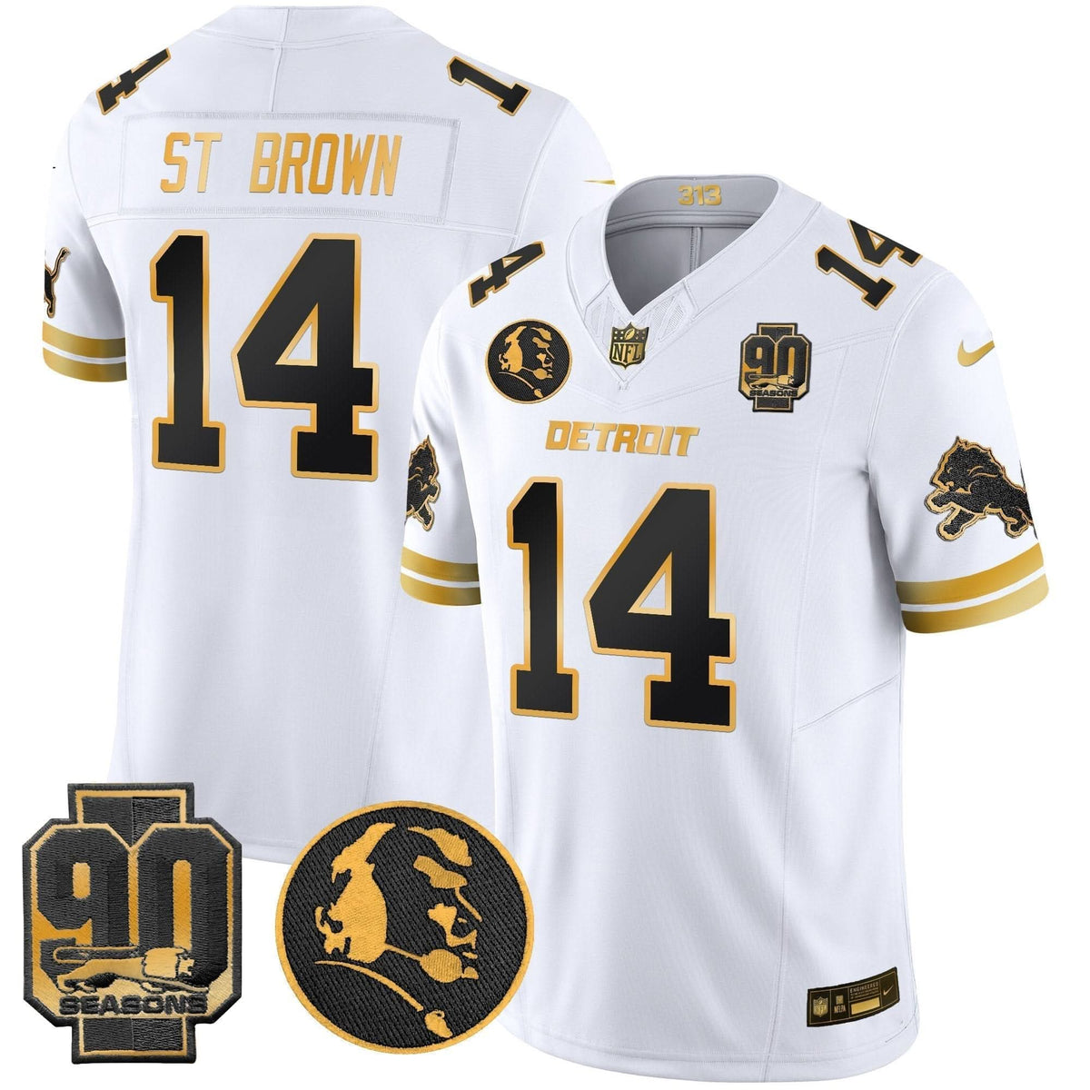 DET 2024 90th & John Madden Patch Gold Vapor Limited Jersey V2