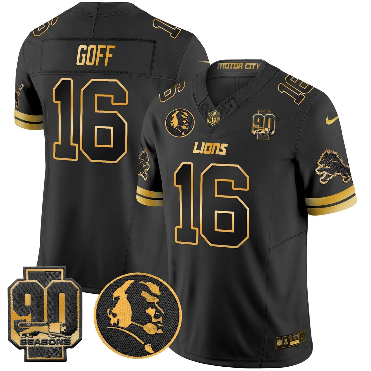 DET 2024 90th & John Madden Patch Gold Vapor Limited Jersey V2