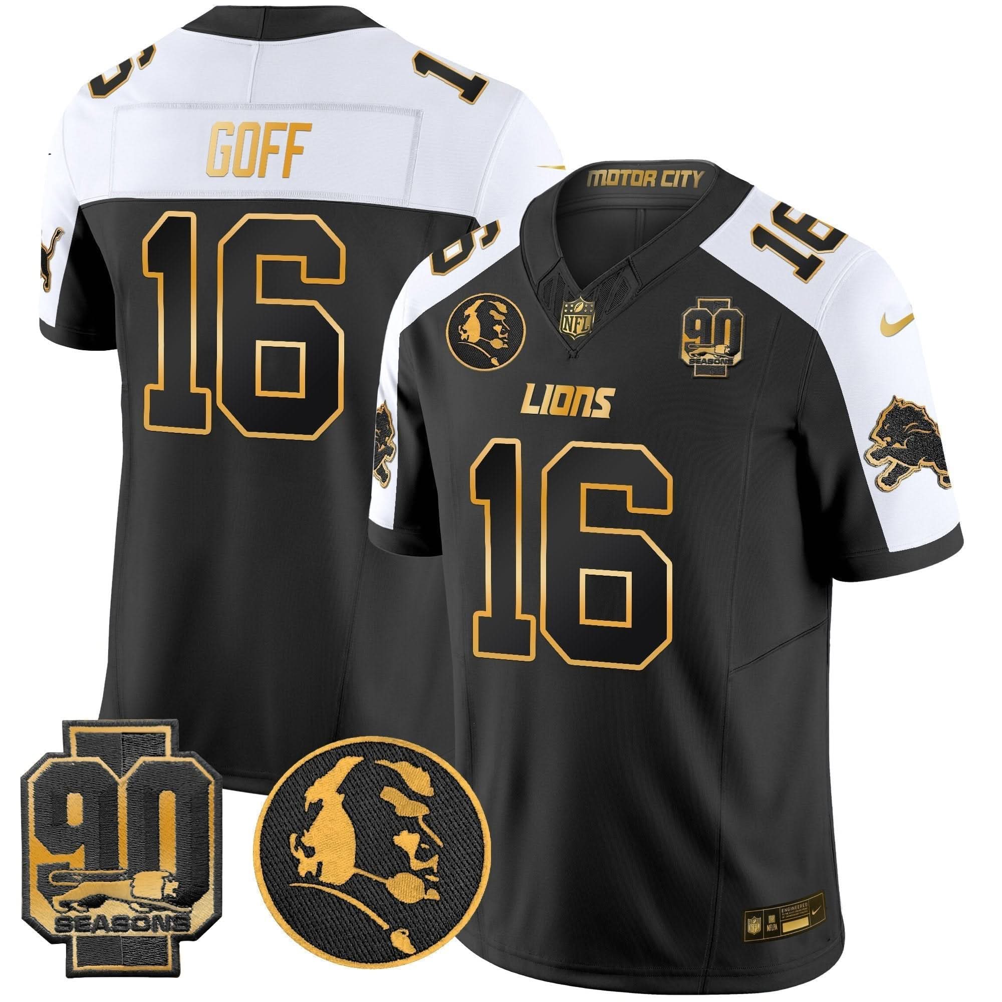 DET 2024 90th & John Madden Patch Gold Vapor Limited Jersey V2