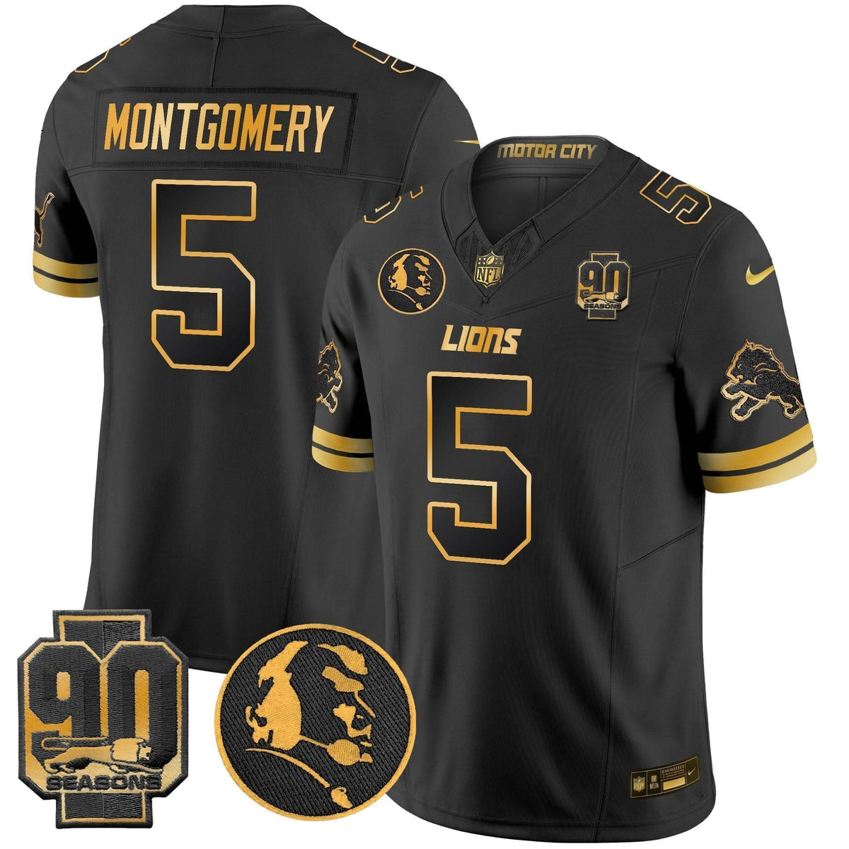 DET 2024 90th & John Madden Patch Gold Vapor Limited Jersey V2