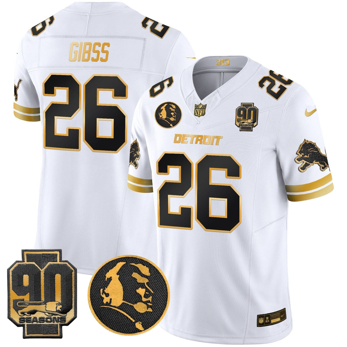DET 2024 90th & John Madden Patch Gold Vapor Limited Jersey V2