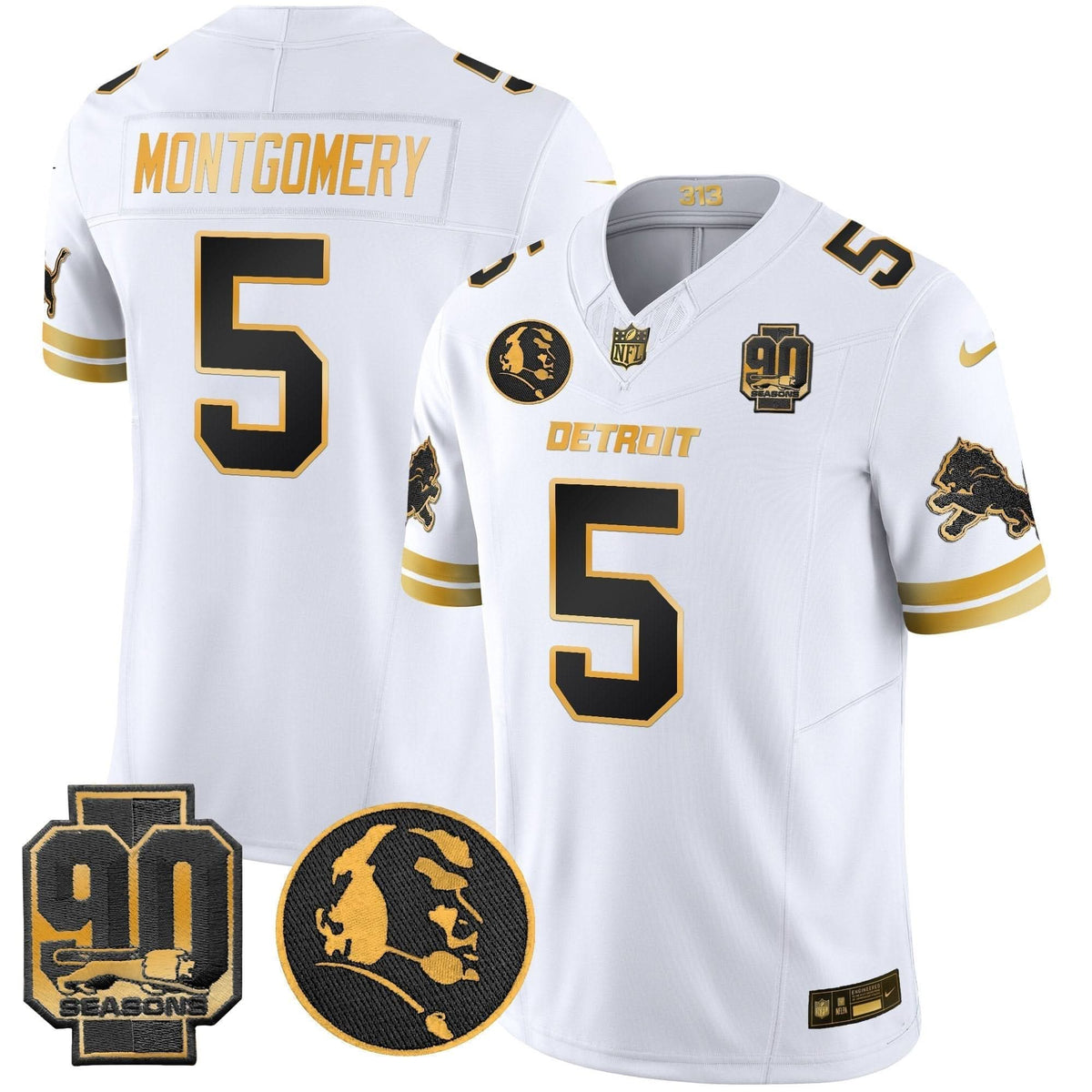 DET 2024 90th & John Madden Patch Gold Vapor Limited Jersey V2