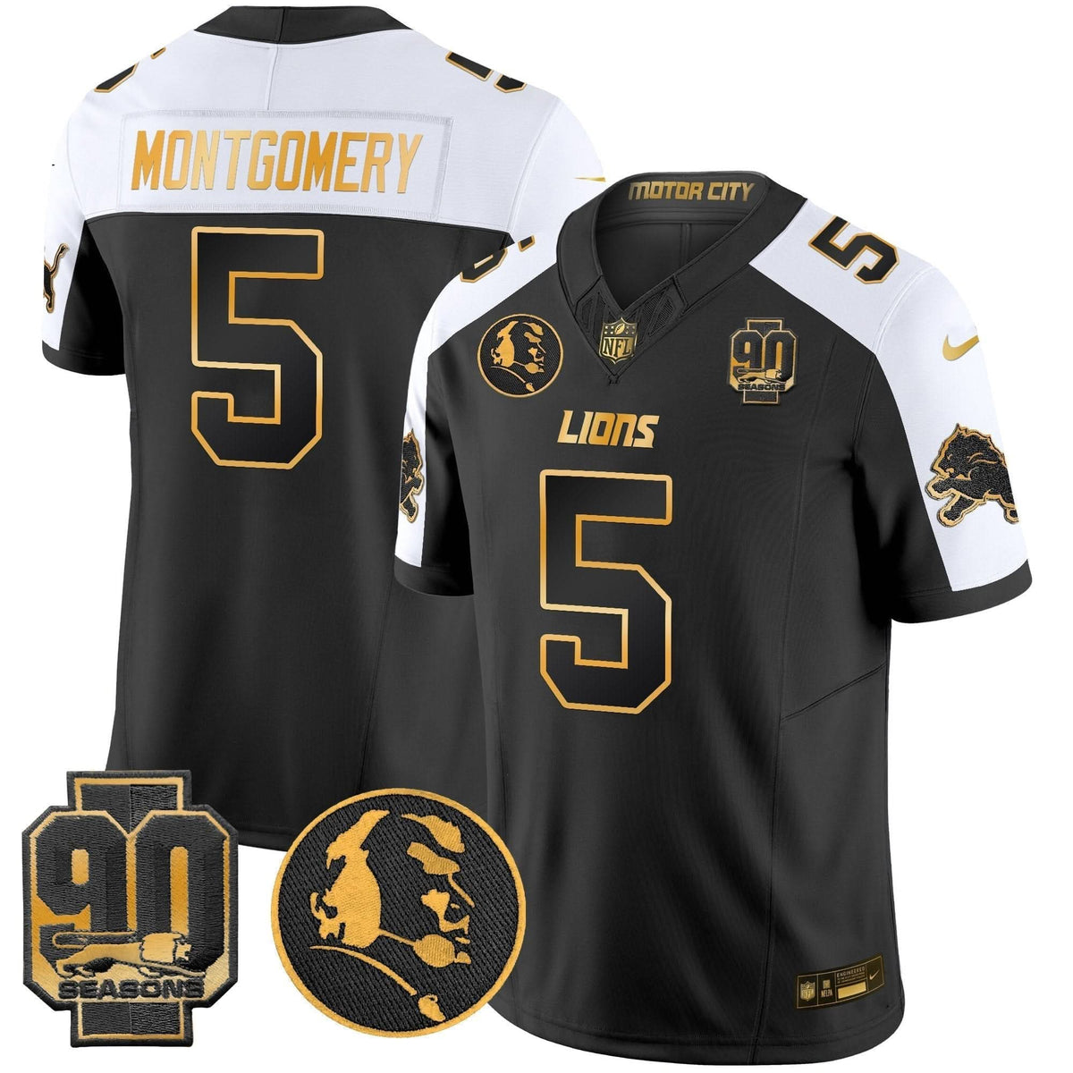 DET 2024 90th & John Madden Patch Gold Vapor Limited Jersey V2