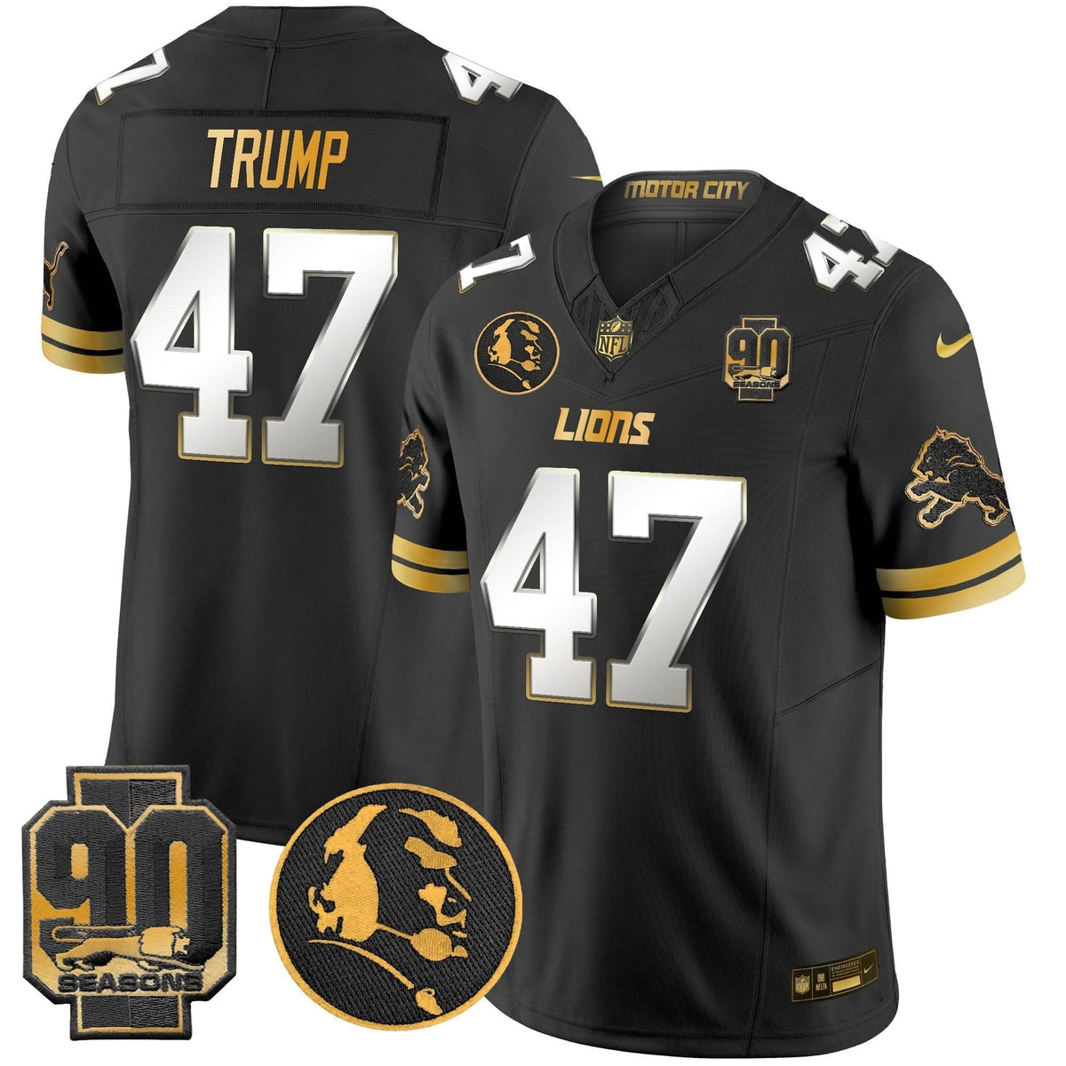 DET 2024 90th & John Madden Patch Gold Vapor Limited Jersey V2