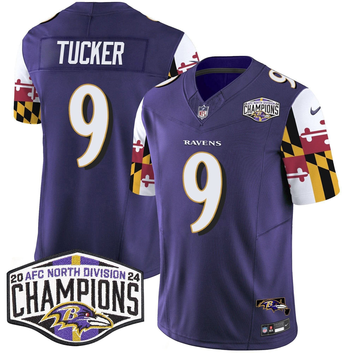BAL Maryland Flag 2024 AFC North Division Champions Patch Vapor Limited Jersey