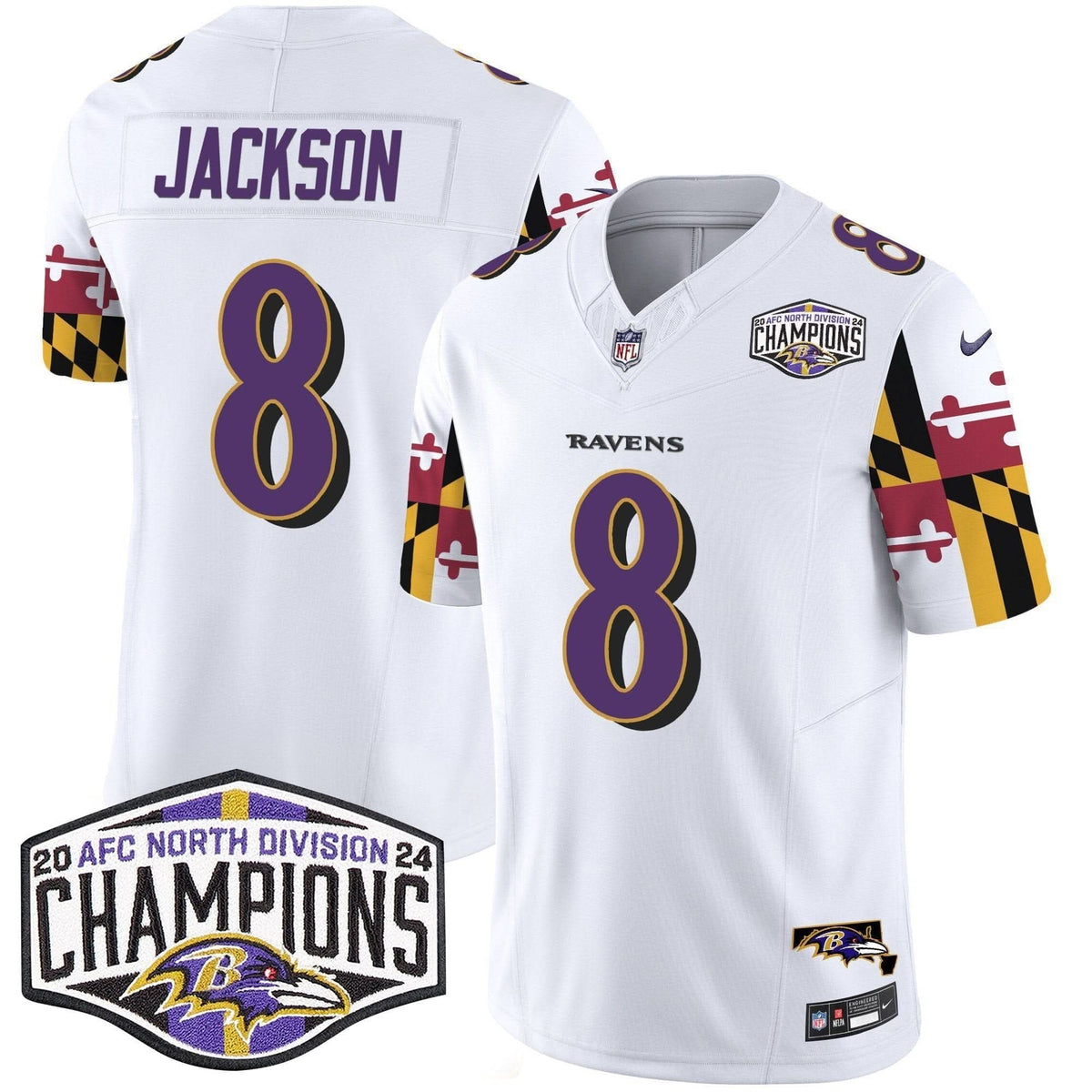 BAL Maryland Flag 2024 AFC North Division Champions Patch Vapor Limited Jersey