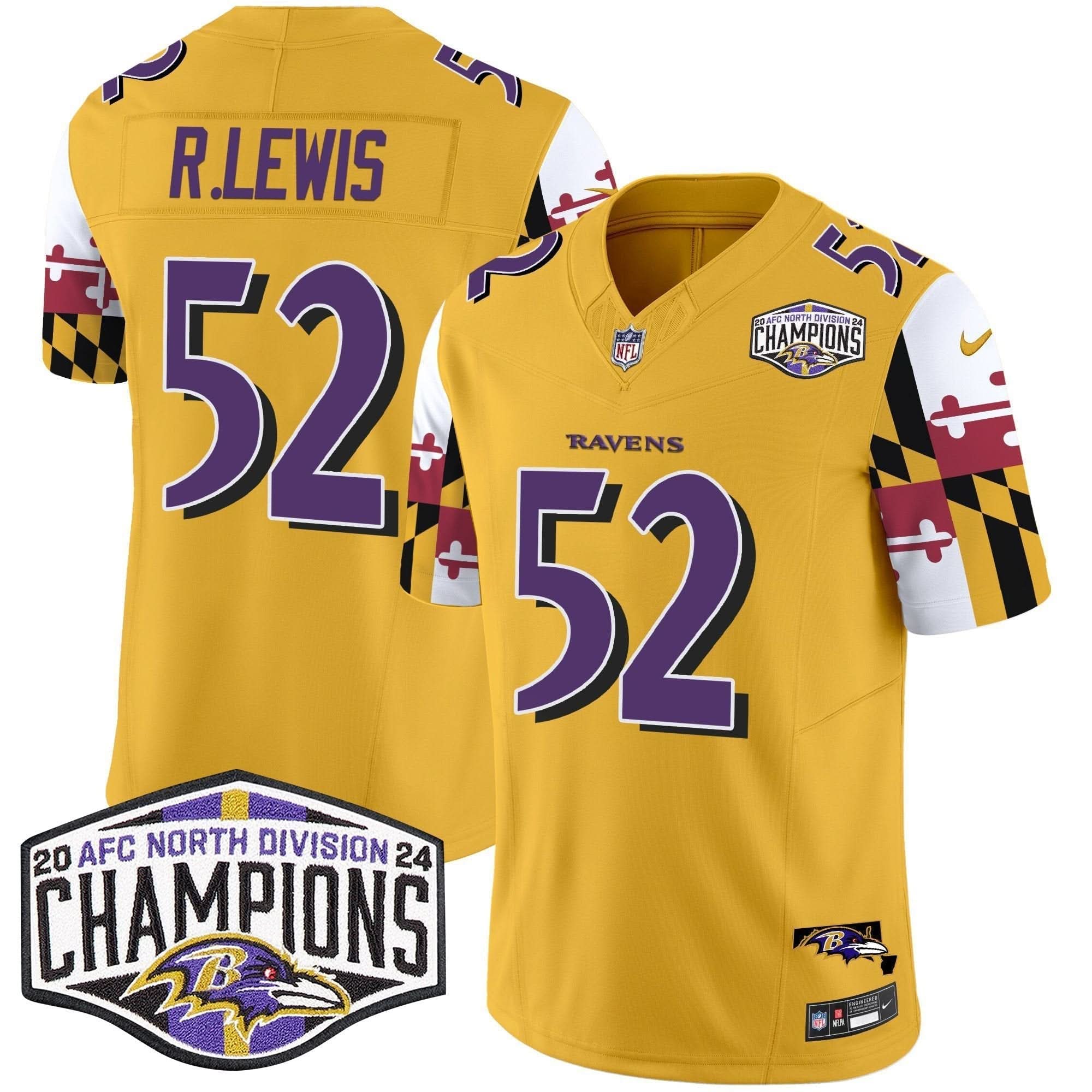 BAL Maryland Flag 2024 AFC North Division Champions Patch Vapor Limited Jersey