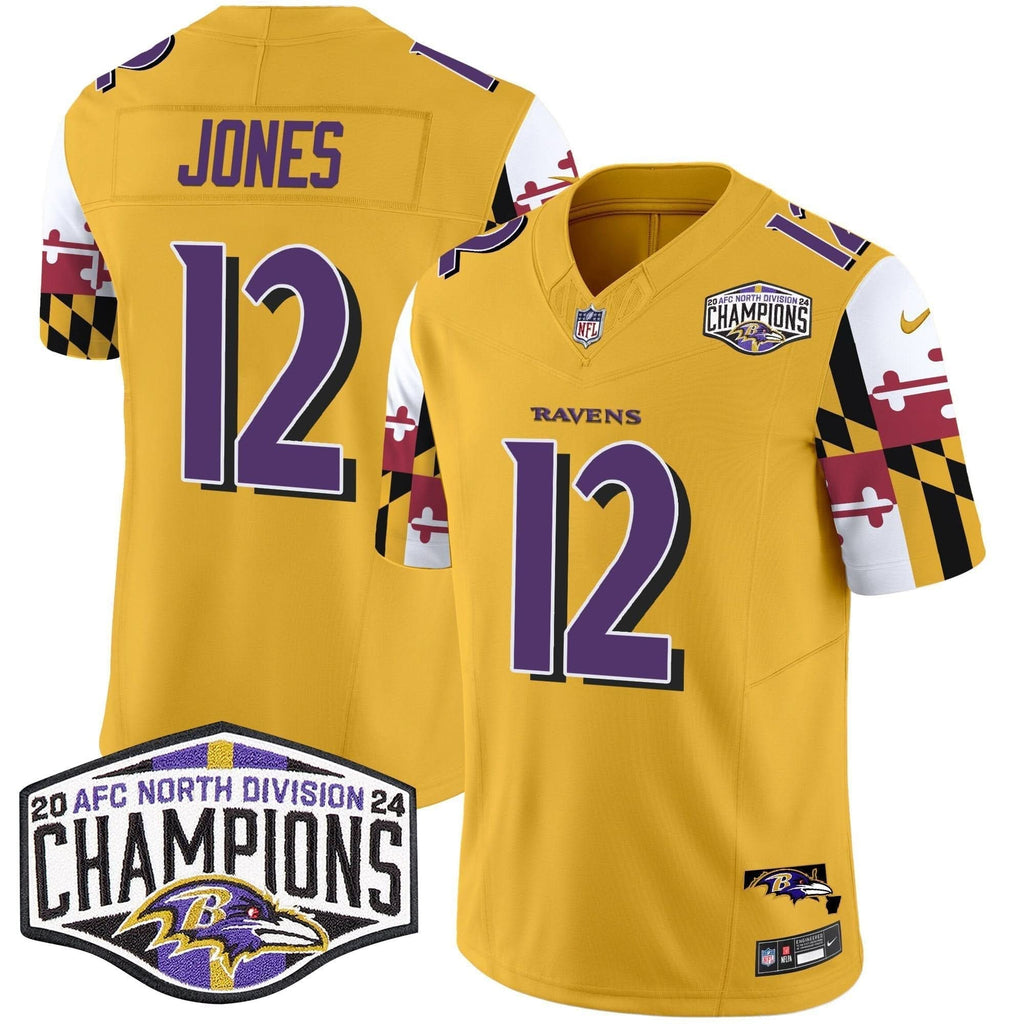 BAL Maryland Flag 2024 AFC North Division Champions Patch Vapor Limited Jersey