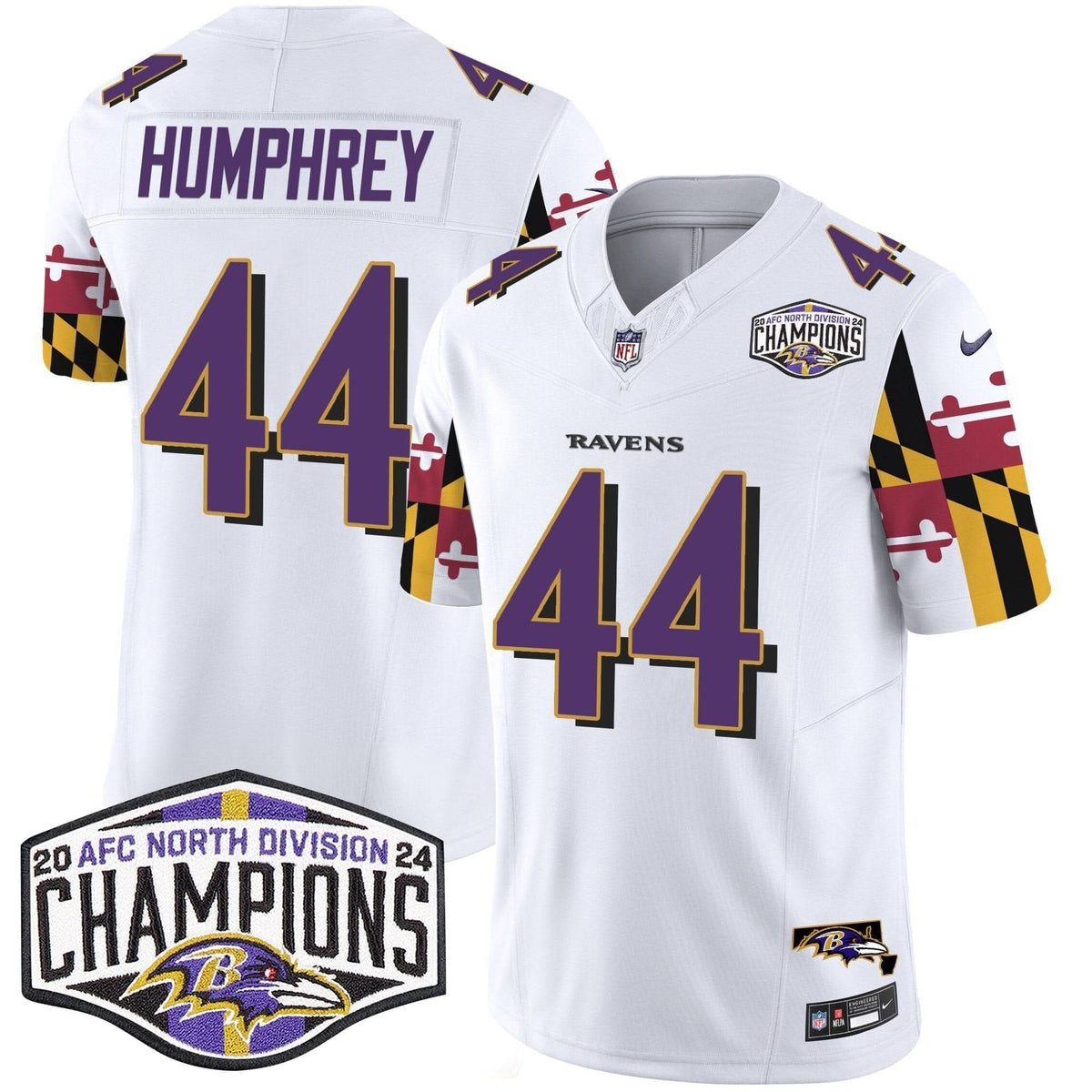 BAL Maryland Flag 2024 AFC North Division Champions Patch Vapor Limited Jersey