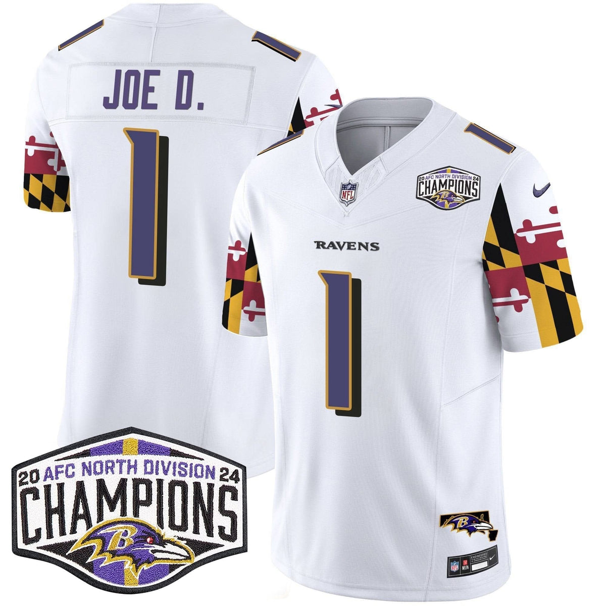 BAL Maryland Flag 2024 AFC North Division Champions Patch Vapor Limited Jersey