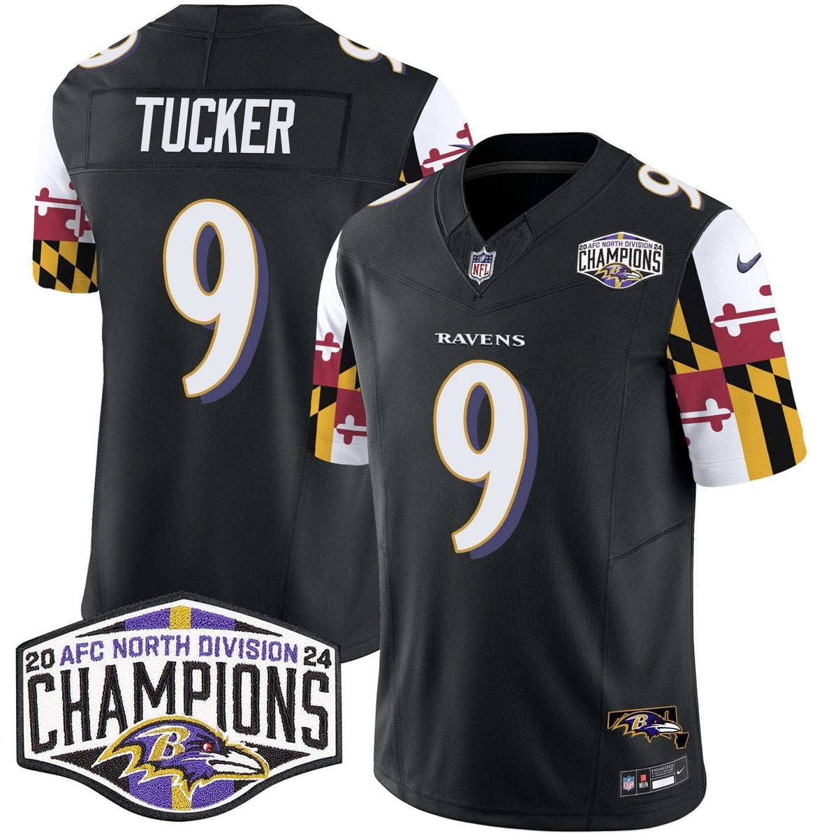 BAL Maryland Flag 2024 AFC North Division Champions Patch Vapor Limited Jersey
