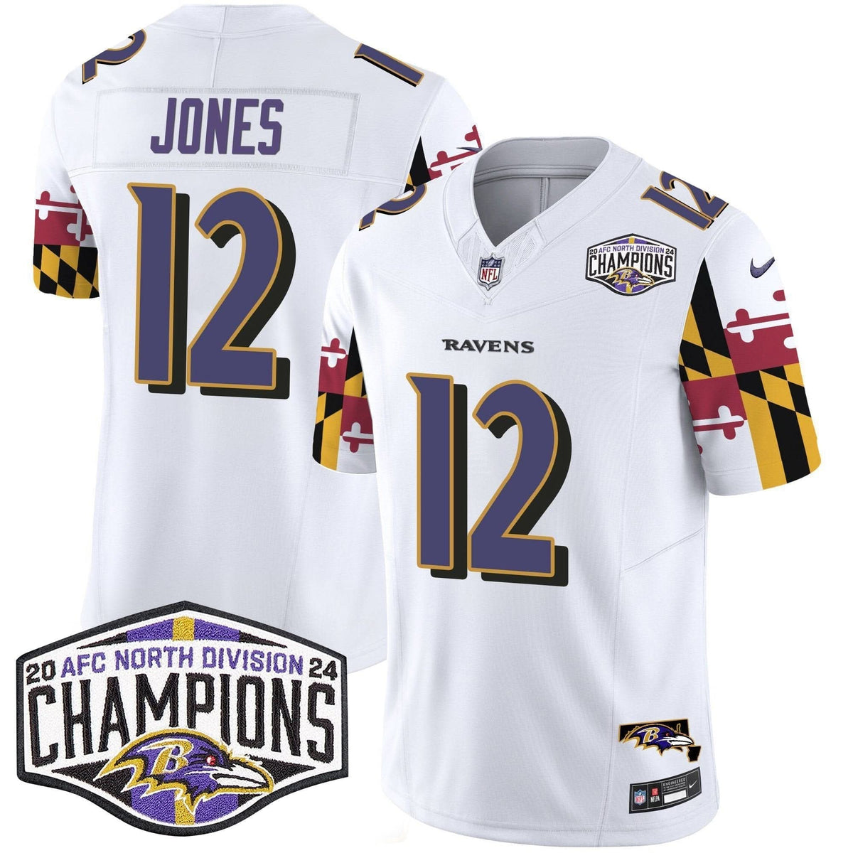 BAL Maryland Flag 2024 AFC North Division Champions Patch Vapor Limited Jersey
