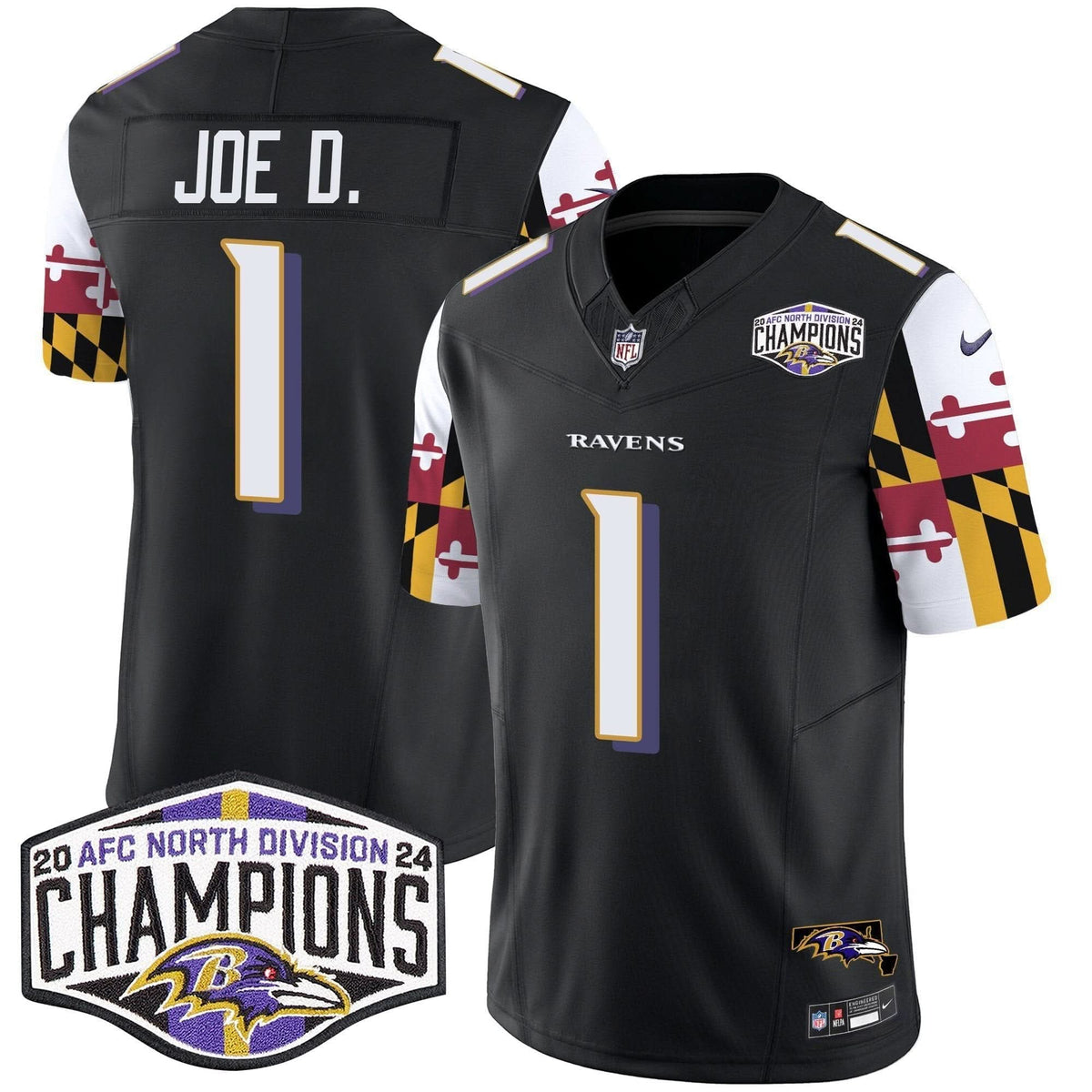 BAL Maryland Flag 2024 AFC North Division Champions Patch Vapor Limited Jersey