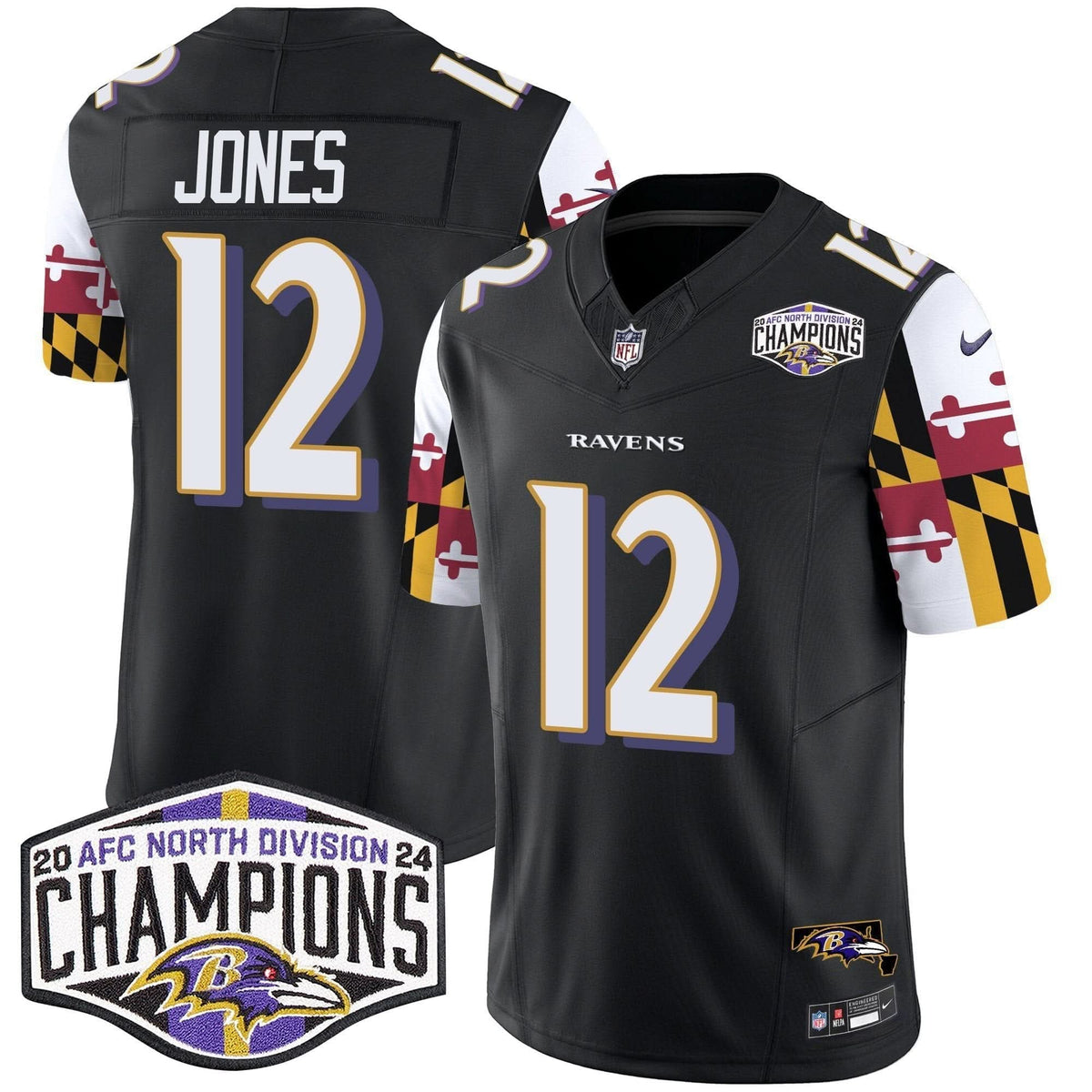 BAL Maryland Flag 2024 AFC North Division Champions Patch Vapor Limited Jersey