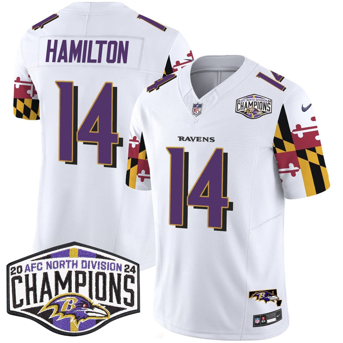 BAL Maryland Flag 2024 AFC North Division Champions Patch Vapor Limited Jersey