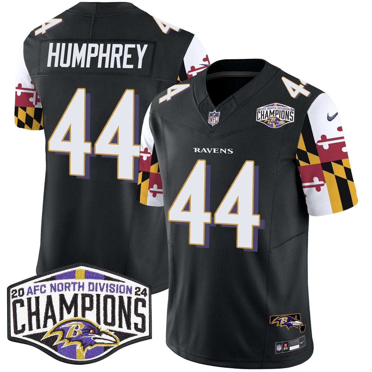BAL Maryland Flag 2024 AFC North Division Champions Patch Vapor Limited Jersey