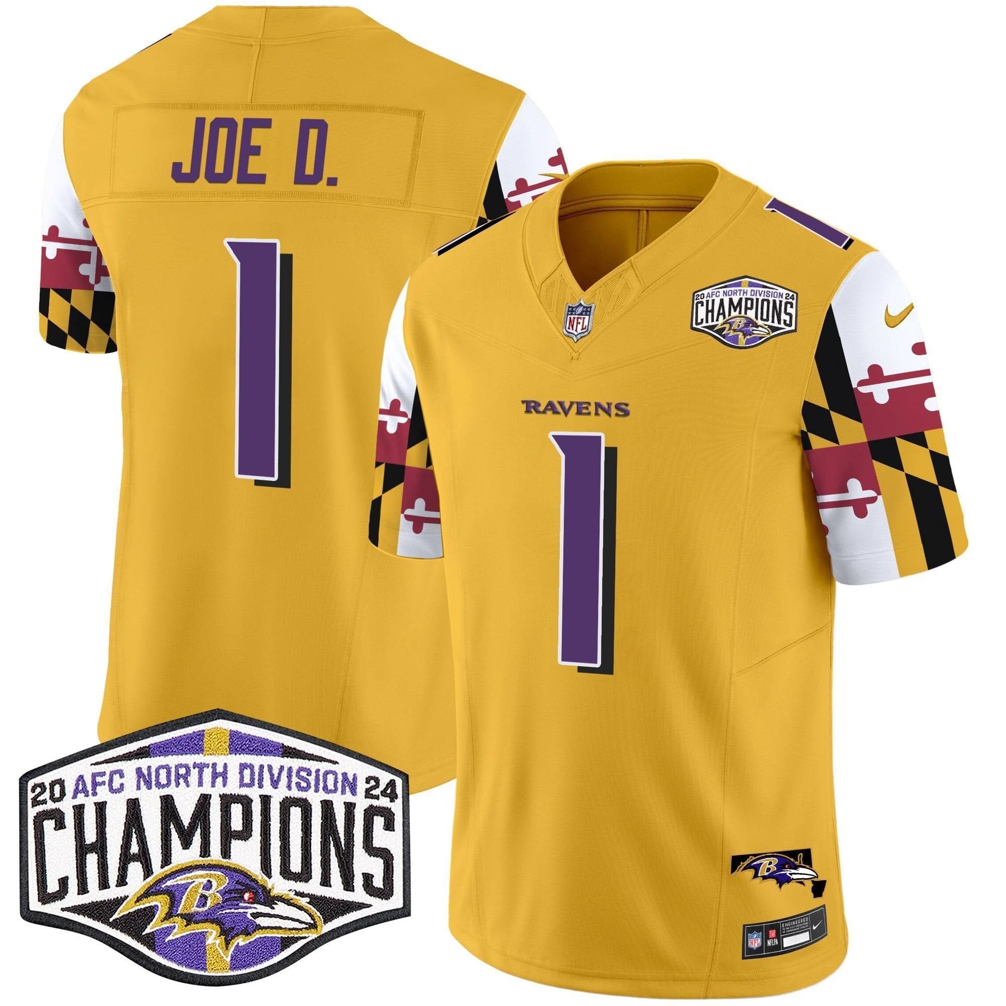 BAL Maryland Flag 2024 AFC North Division Champions Patch Vapor Limited Jersey