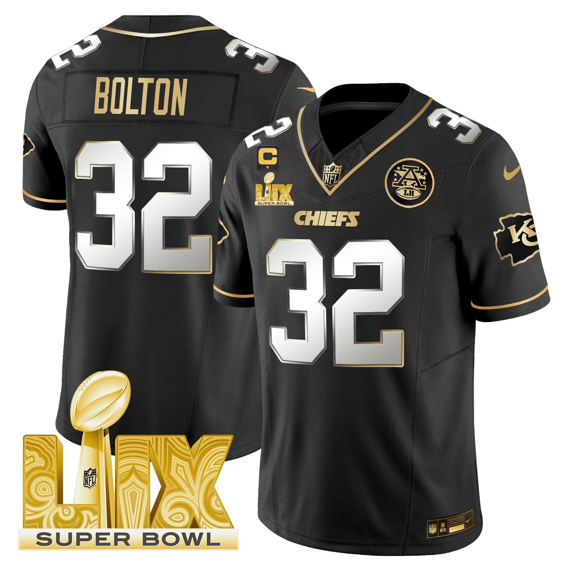 KC Super Bowl LIX Patch Gold Vapor Limited Jersey