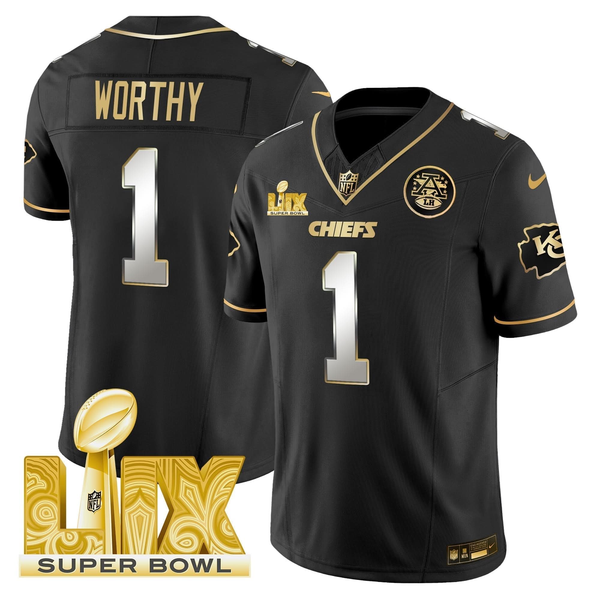 KC Super Bowl LIX Patch Gold Vapor Limited Jersey