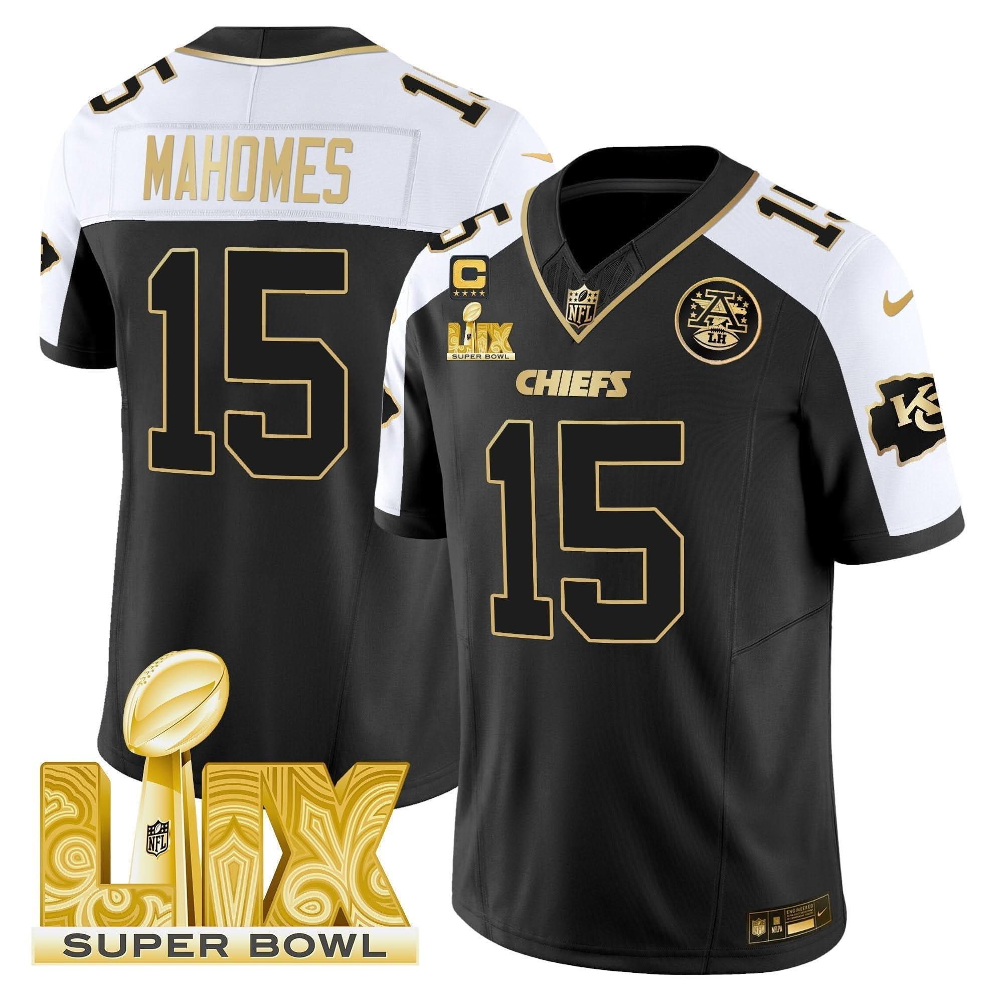 KC Super Bowl LIX Patch Gold Vapor Limited Jersey