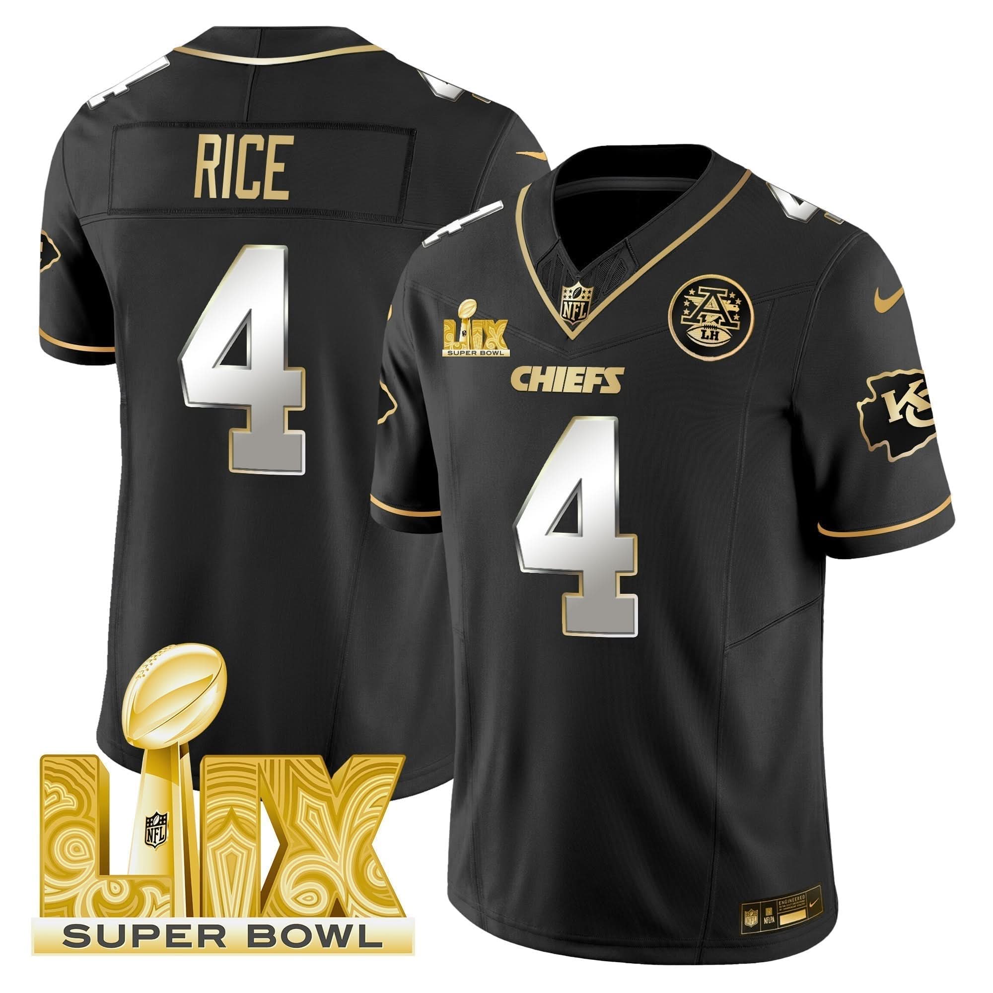 KC Super Bowl LIX Patch Gold Vapor Limited Jersey