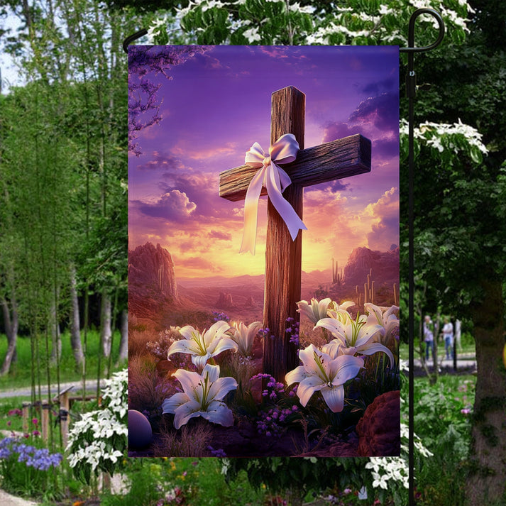 Garden Flag 12" x 18" Peaceful Sunrise Cross