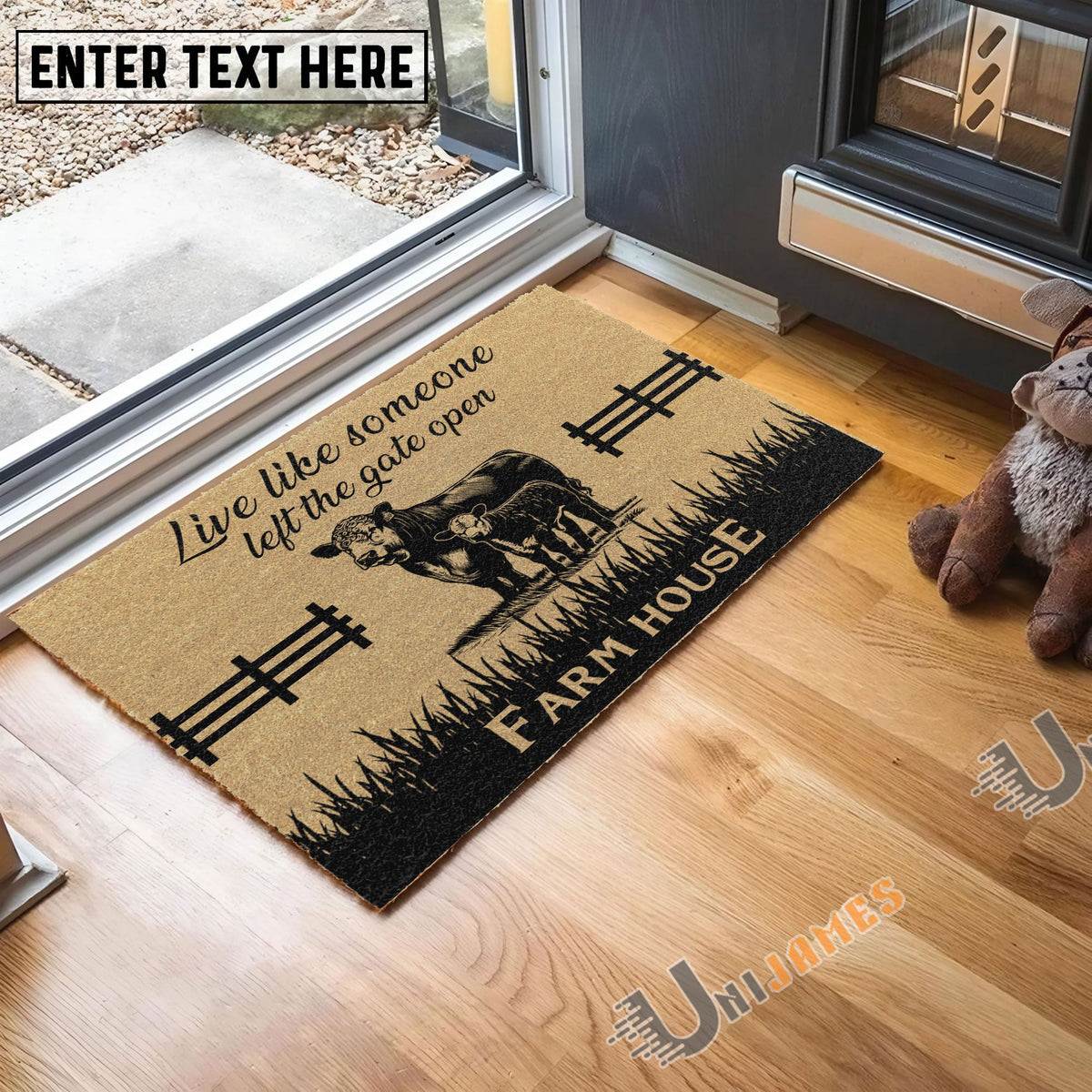 Hereford Custom Farm Name Live Like Someone Left The Gate Open Coir Doormat