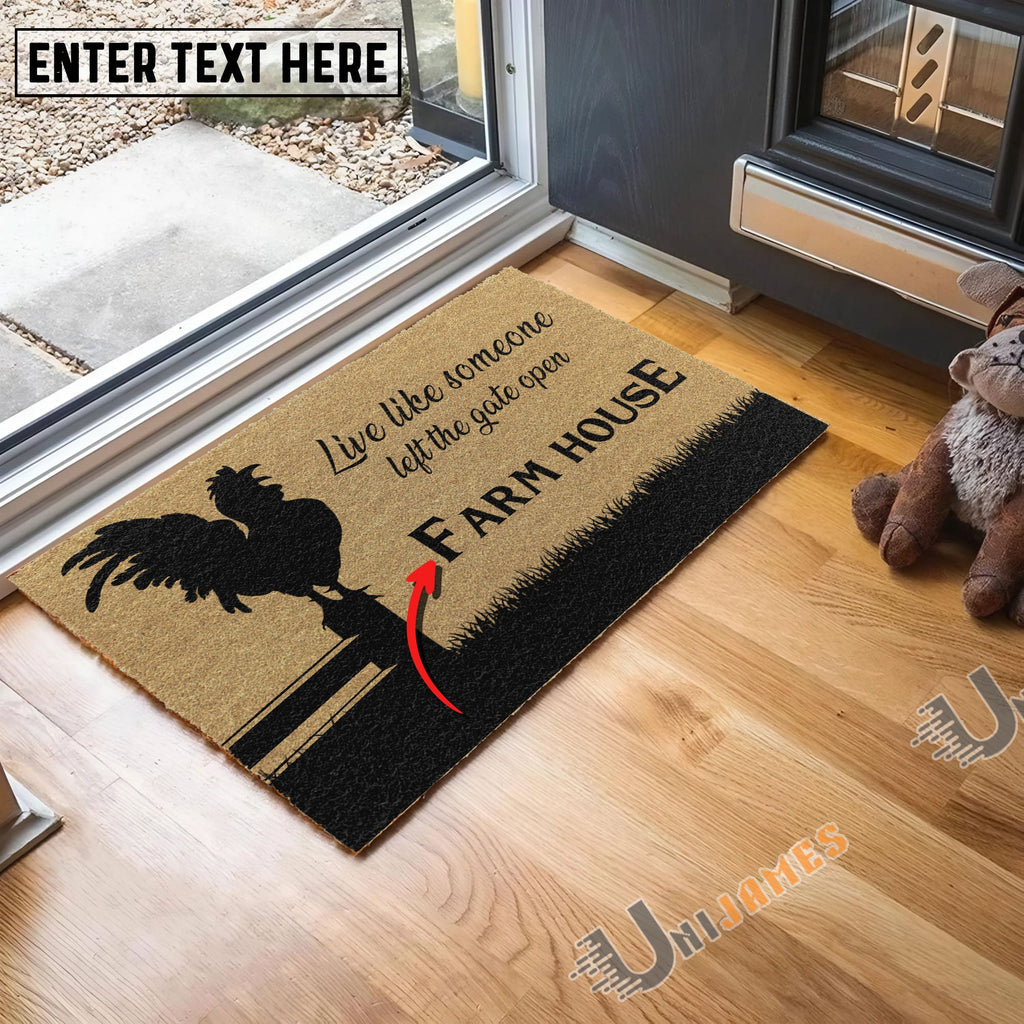 Chicken Custom Farm Name Live Like Someone Left The Gate Open Coir Doormat